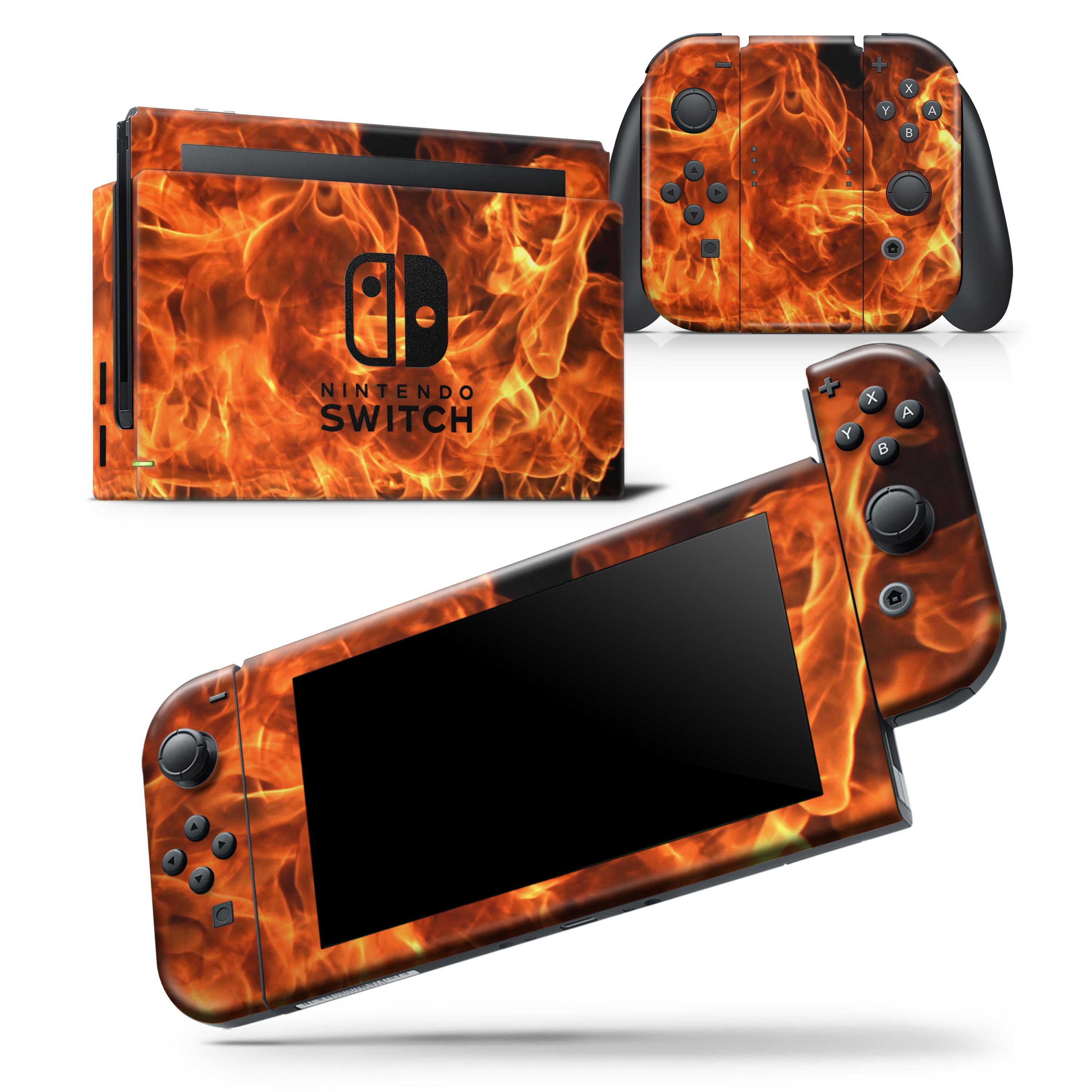 Fire Flame V1 skin wrap decal for Nintendo Switch Lite, showcasing vibrant flame design and premium vinyl material.