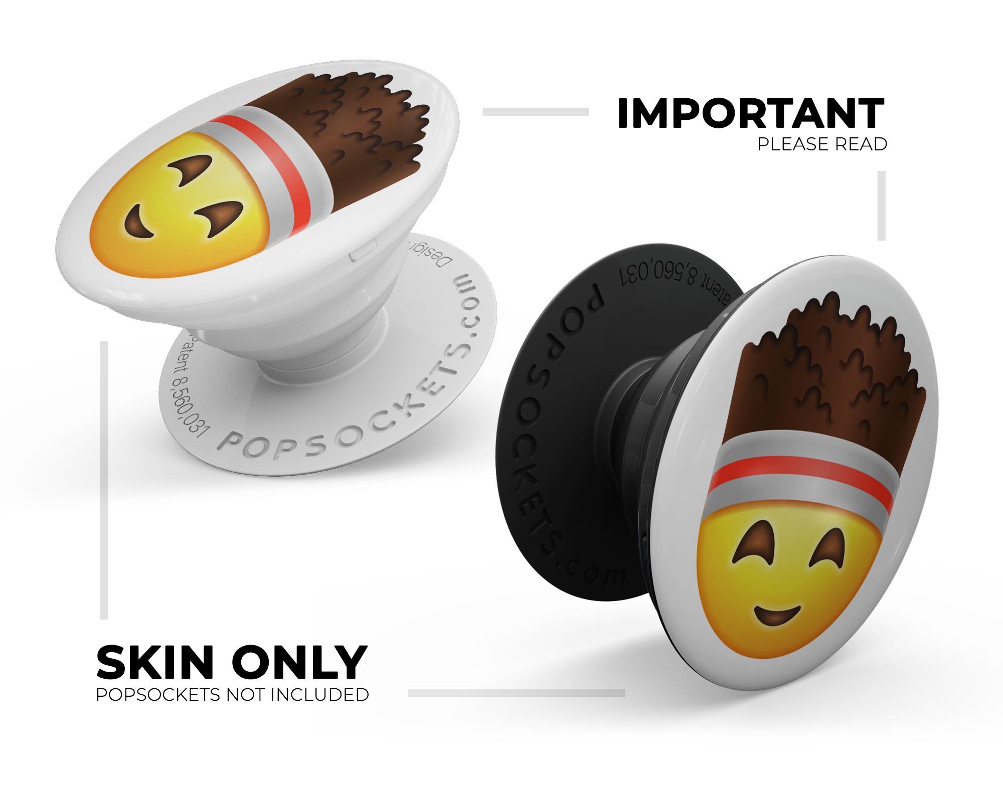 Fitness v3 Emoticon Emoji Skin Kit for PopSockets, showcasing vibrant emoticons on a durable vinyl surface.