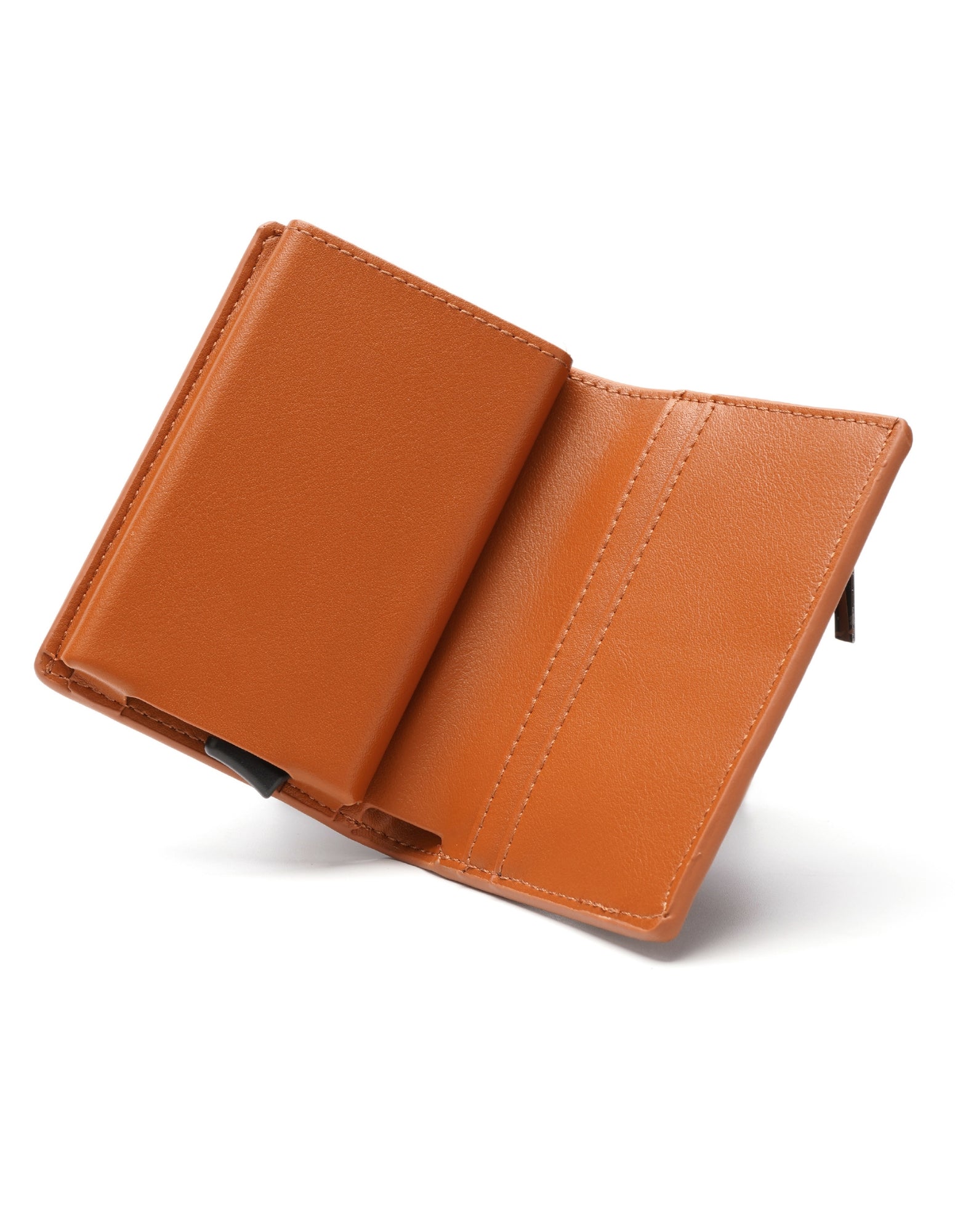 FITZROY AirTag Wallet in Tan, made from premium vegan leather with RFID blocking technology, designed for secure storage of cards and cash.