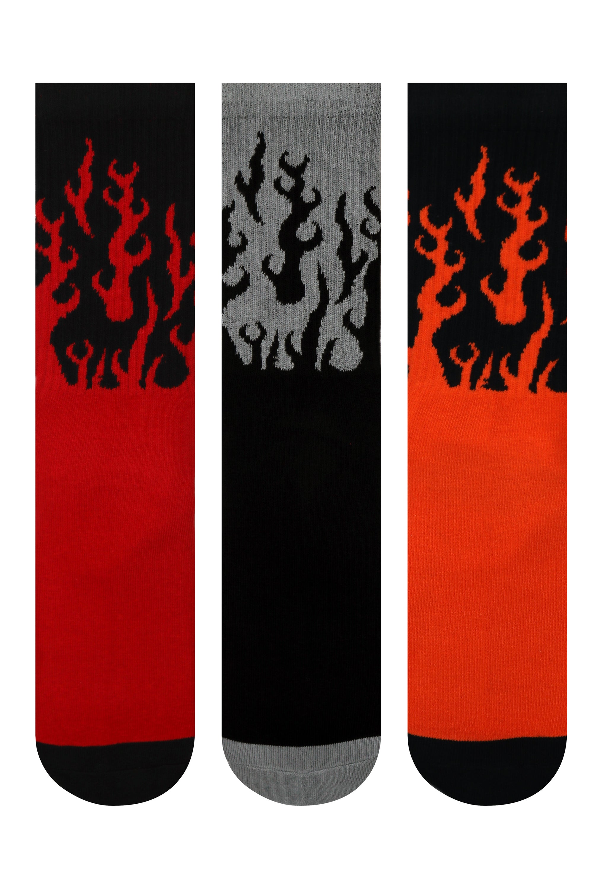 Flames Crew Socks featuring a vibrant flame design, perfect for motorcycle enthusiasts and stylish casual wear.