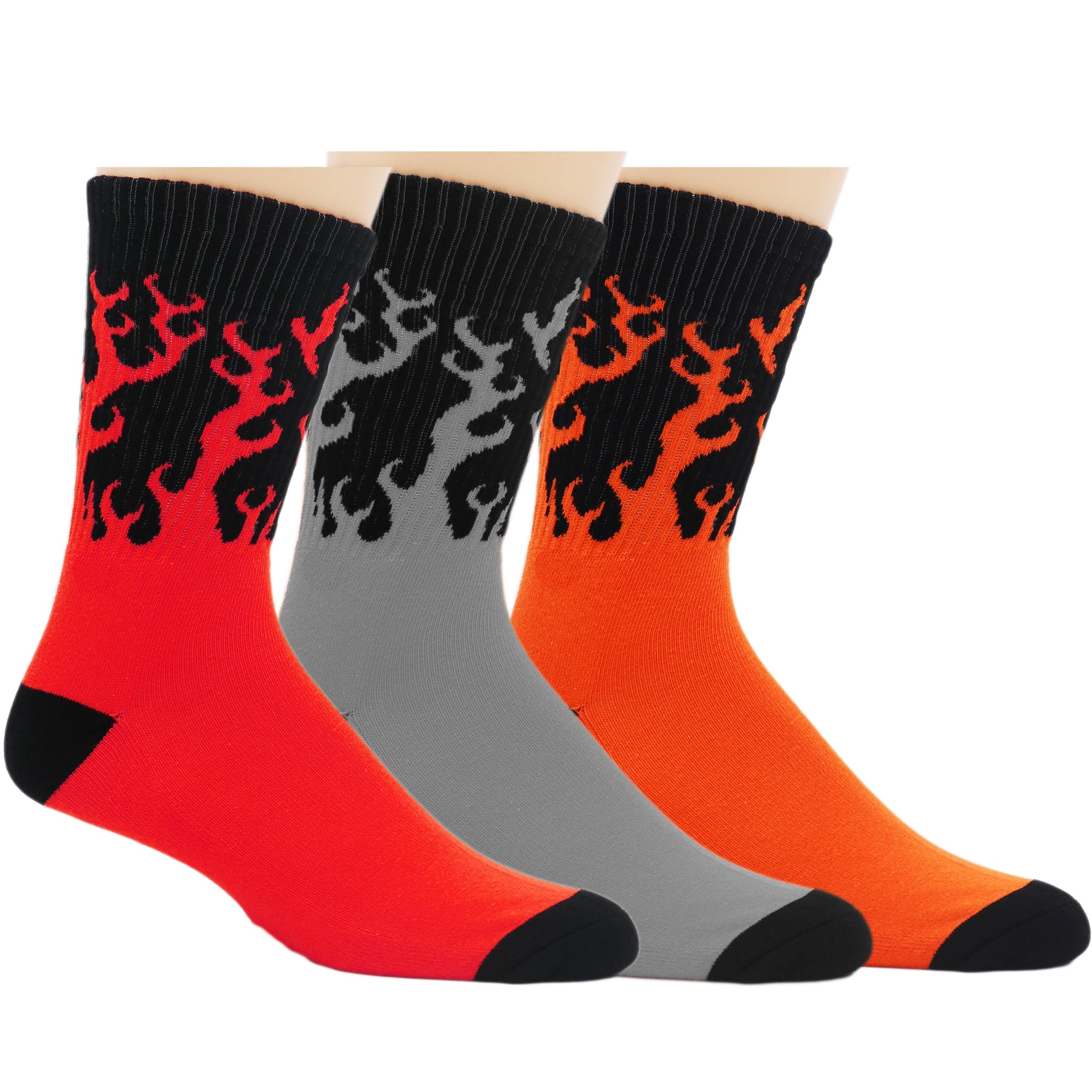 Flames Crew Socks featuring a vibrant flame design, perfect for motorcycle enthusiasts and stylish casual wear.