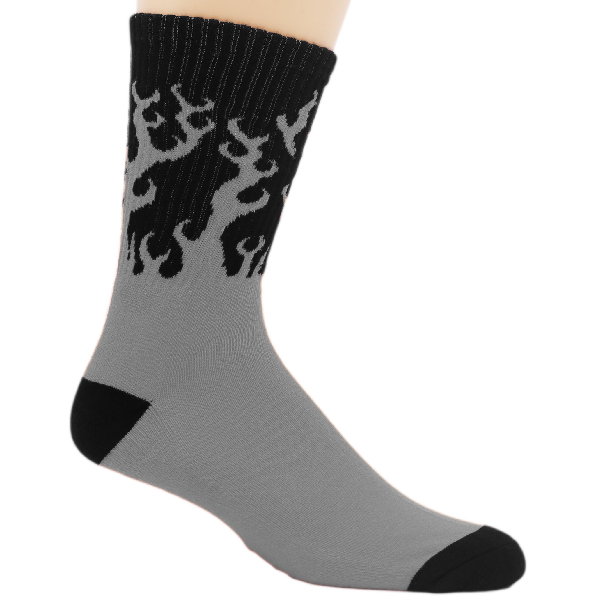 Flames Crew Socks featuring a vibrant flame design, perfect for motorcycle enthusiasts and stylish casual wear.