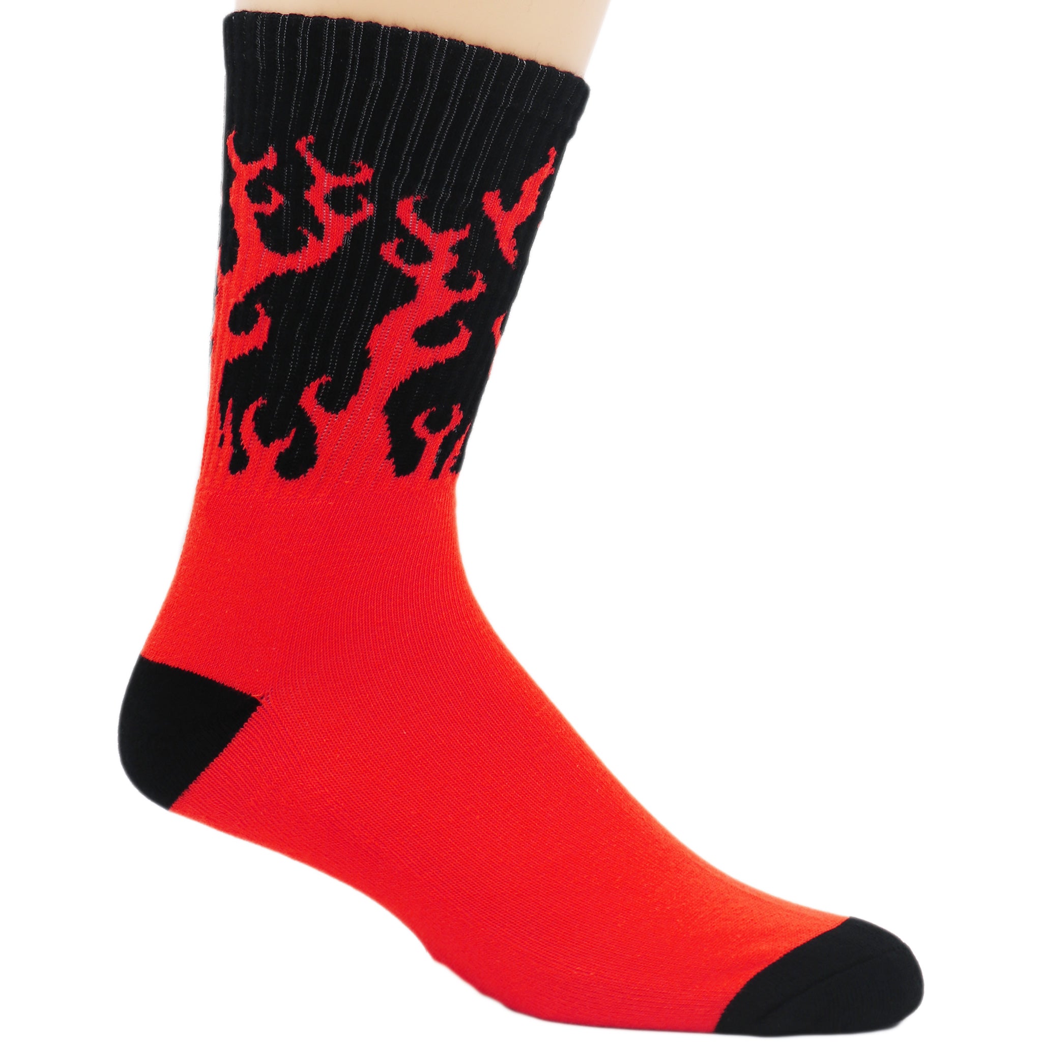 Flames Crew Socks featuring a vibrant flame design, perfect for motorcycle enthusiasts and stylish casual wear.