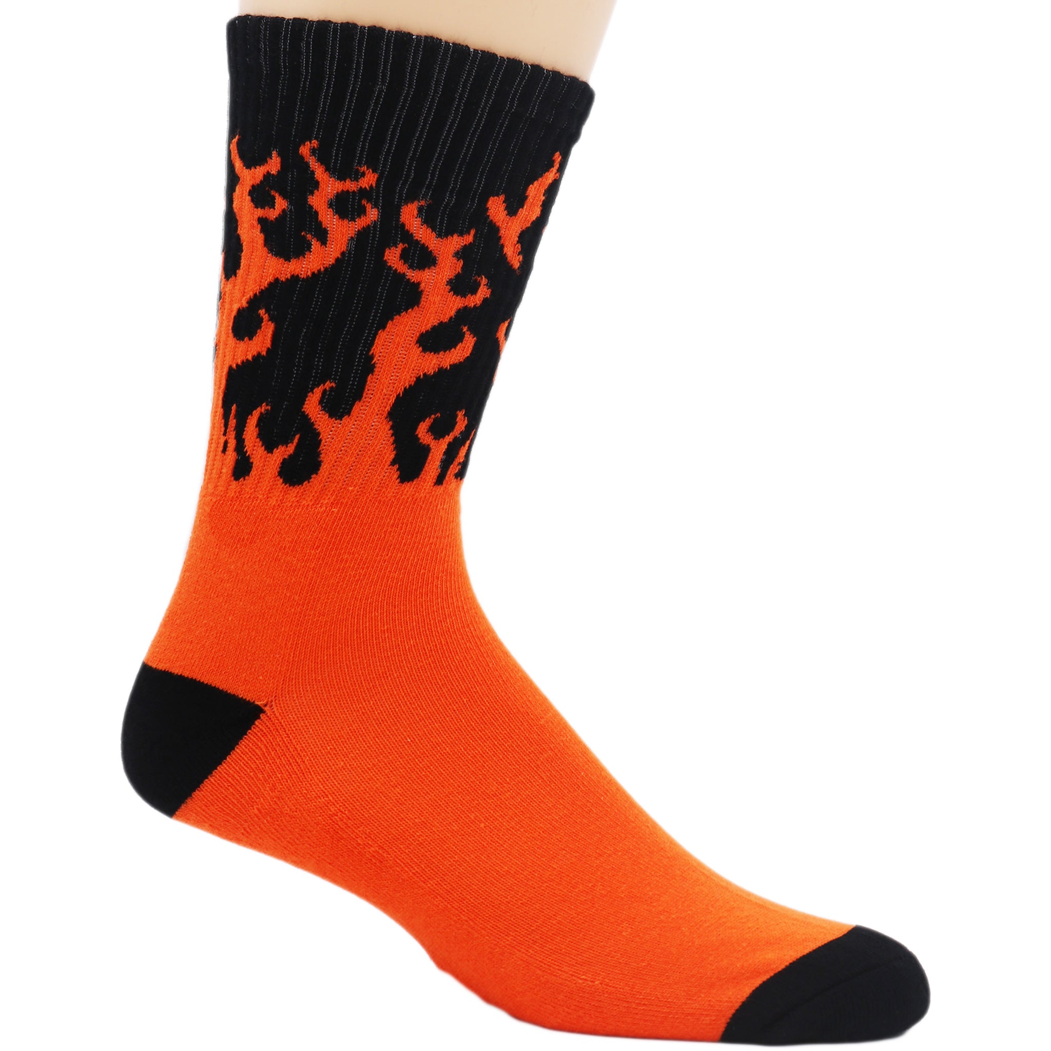 Flames Crew Socks featuring a vibrant flame design, perfect for motorcycle enthusiasts and stylish casual wear.