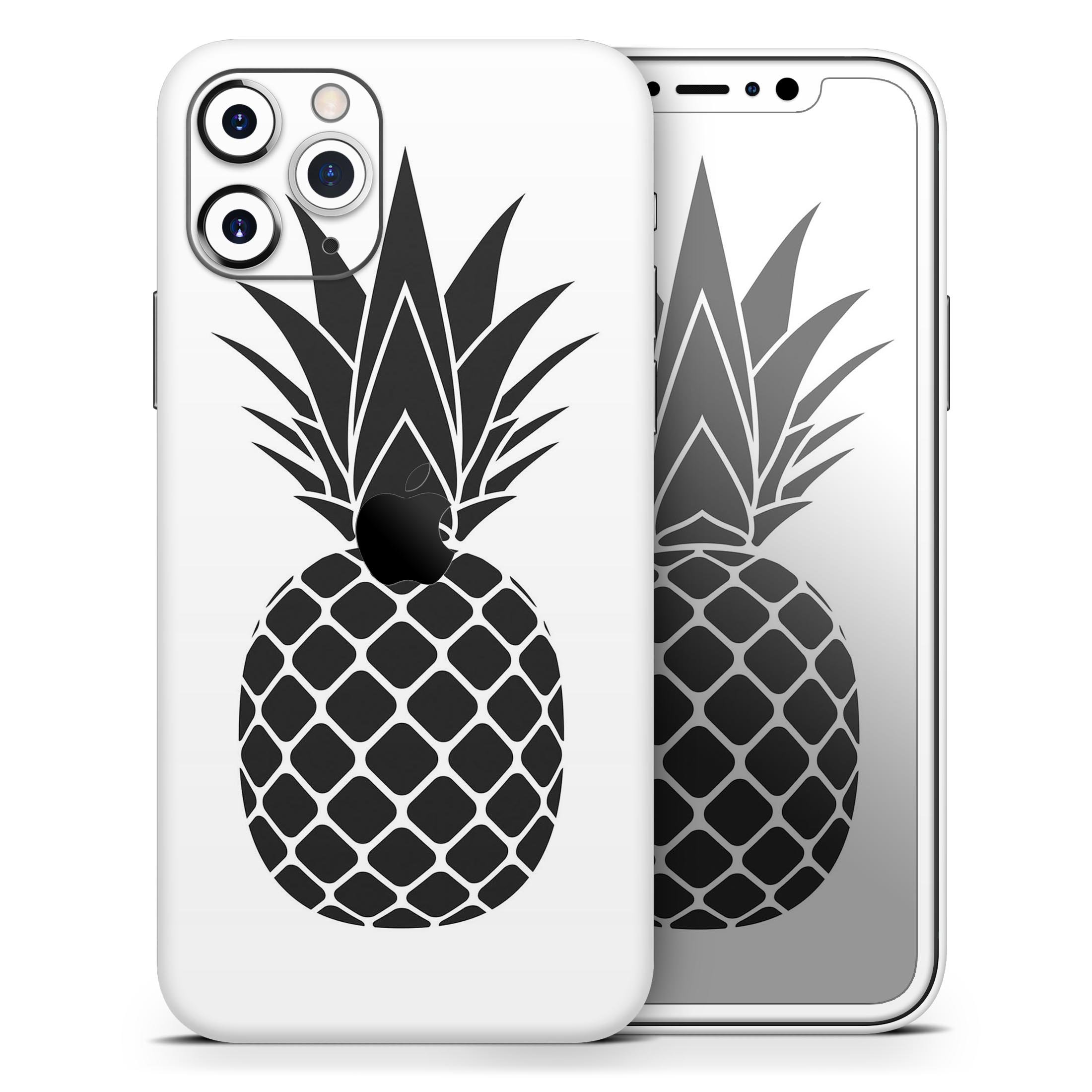 Flat Pineapple Skin-Kit for iPhone 13 and 13 Pro, showcasing vibrant pineapple design on premium vinyl.