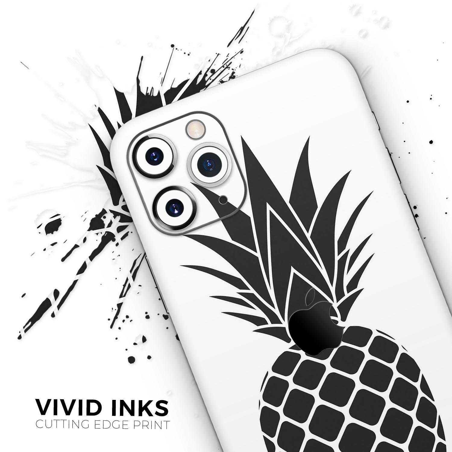 Flat Pineapple Skin-Kit for iPhone 13 and 13 Pro, showcasing vibrant pineapple design on premium vinyl.