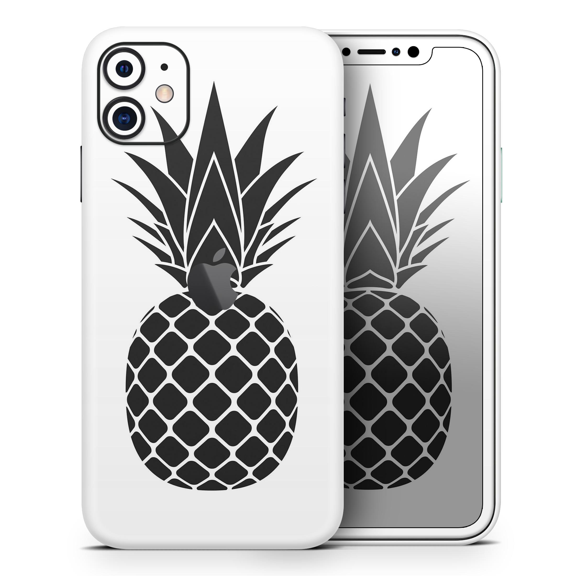 Flat Pineapple Skin-Kit for iPhone 13 and 13 Pro, showcasing vibrant pineapple design on premium vinyl.