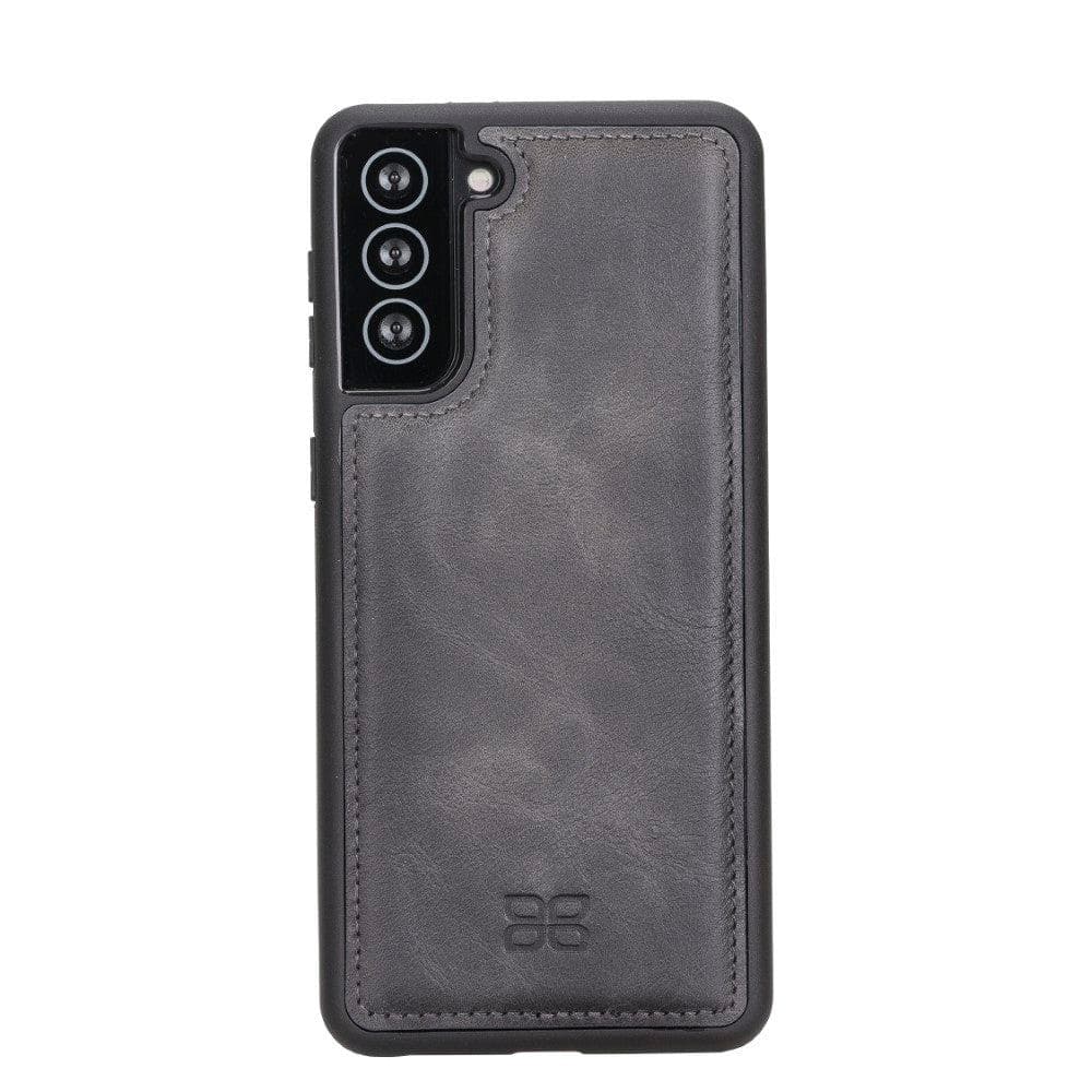 Flex Cover Back Leather Case for Samsung Galaxy S21 Series, showcasing genuine leather craftsmanship and flexible design.