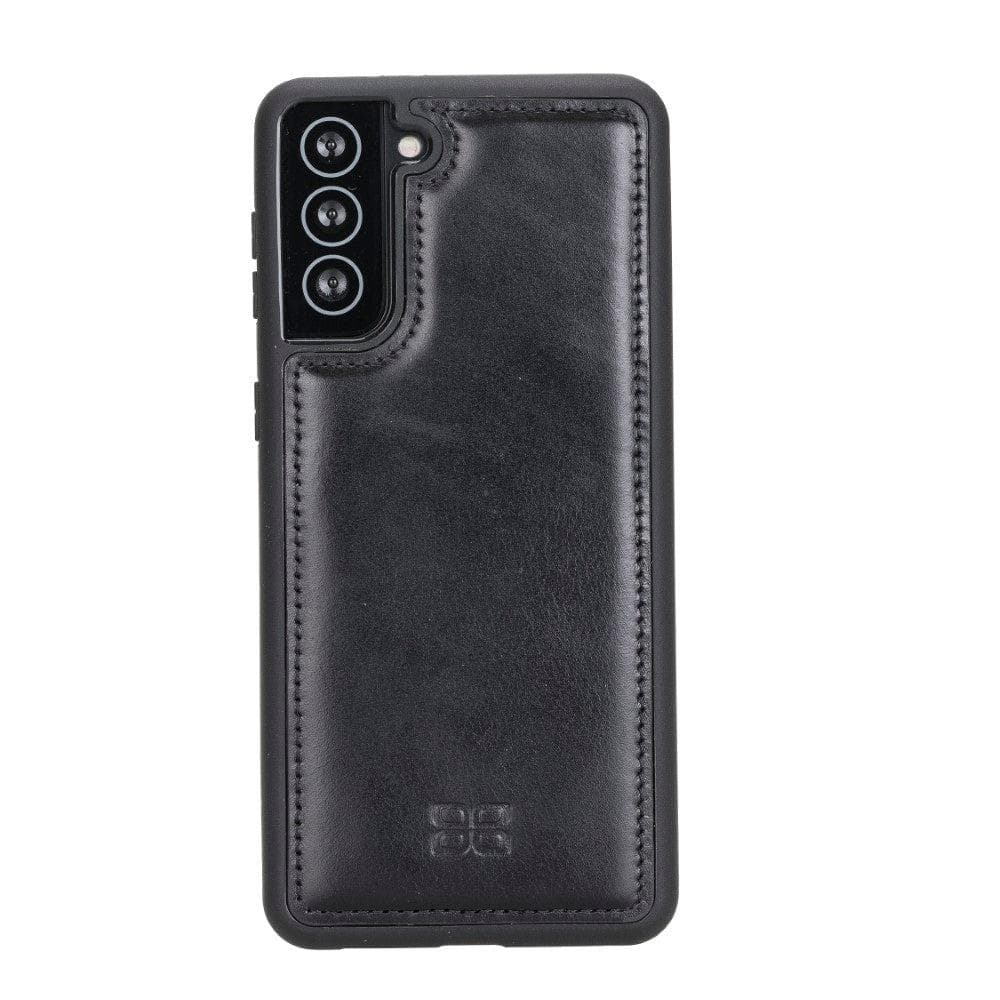 Flex Cover Back Leather Case for Samsung Galaxy S21 Series, showcasing genuine leather craftsmanship and flexible design.