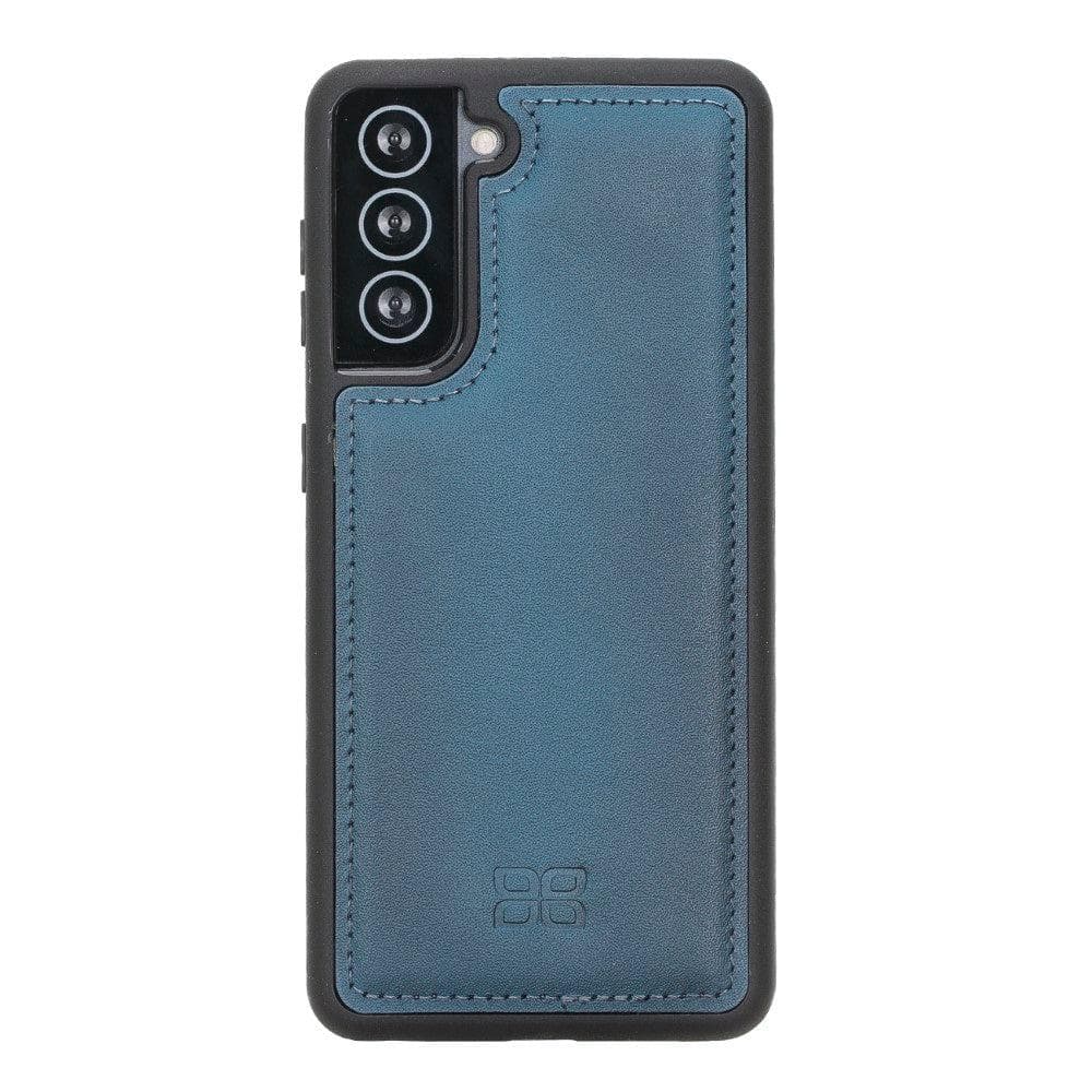 Flex Cover Back Leather Case for Samsung Galaxy S21 Series, showcasing genuine leather craftsmanship and flexible design.