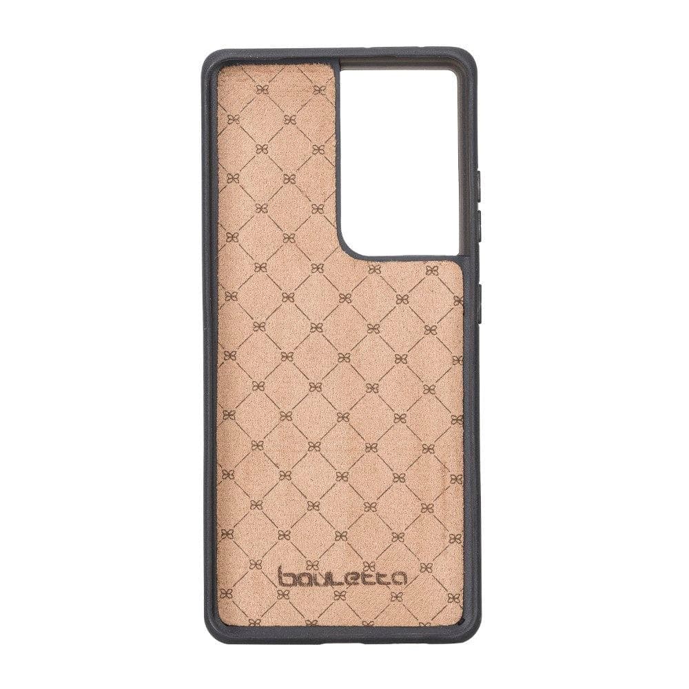 Flex Cover Back Leather Case for Samsung Galaxy S21 Series, showcasing genuine leather craftsmanship and flexible design.