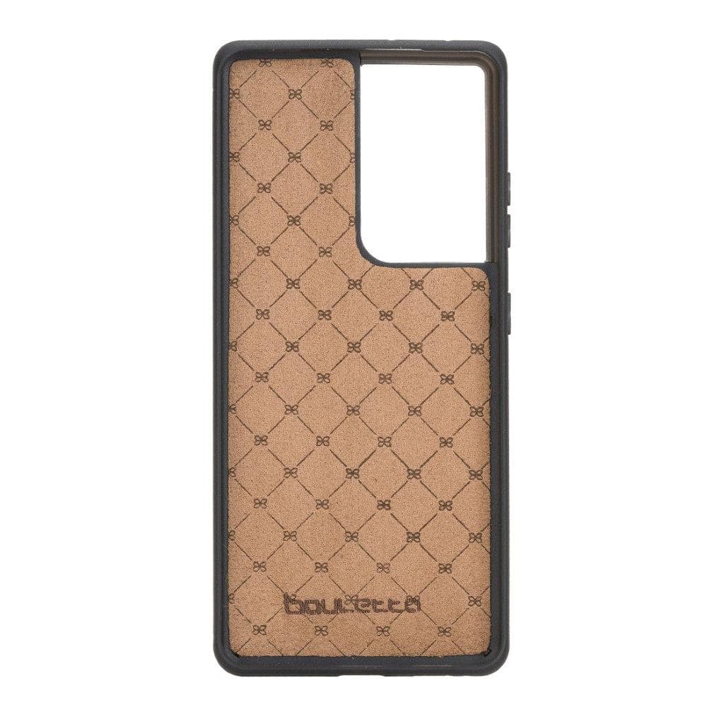 Flex Cover Back Leather Case for Samsung Galaxy S21 Series, showcasing genuine leather craftsmanship and flexible design.