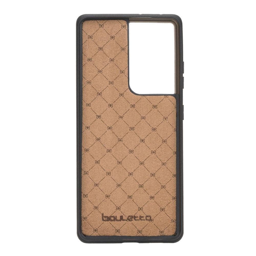 Flex Cover Back Leather Case for Samsung Galaxy S21 Series, showcasing genuine leather craftsmanship and flexible design.