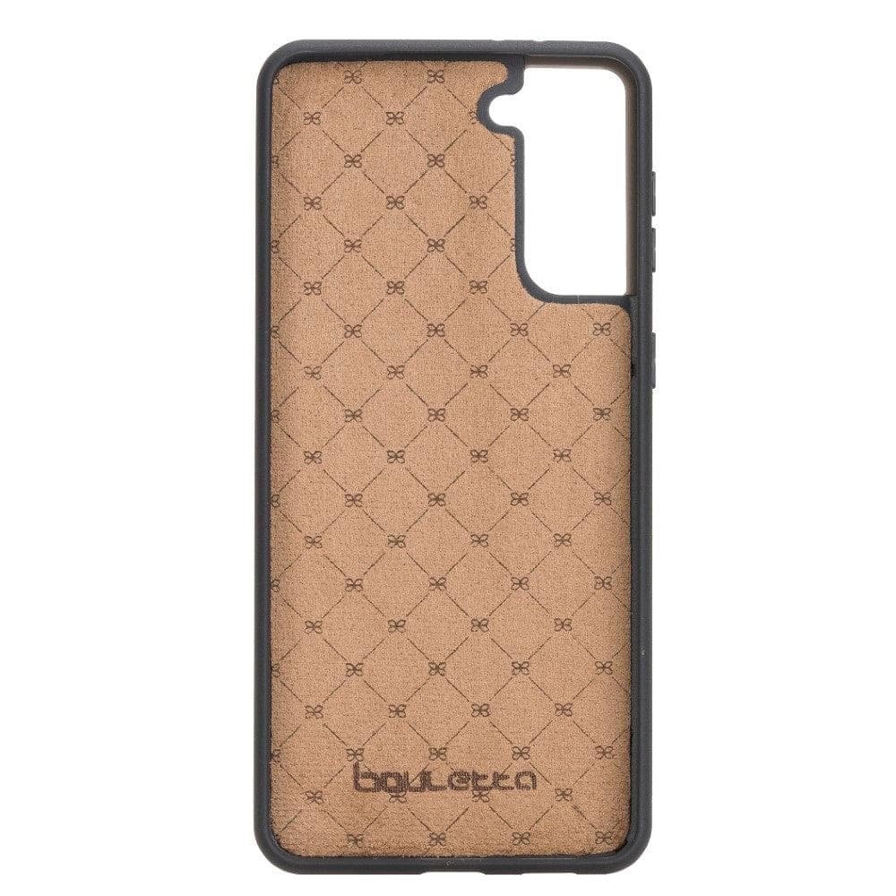 Flex Cover Back Leather Case for Samsung Galaxy S21 Series, showcasing genuine leather craftsmanship and flexible design.