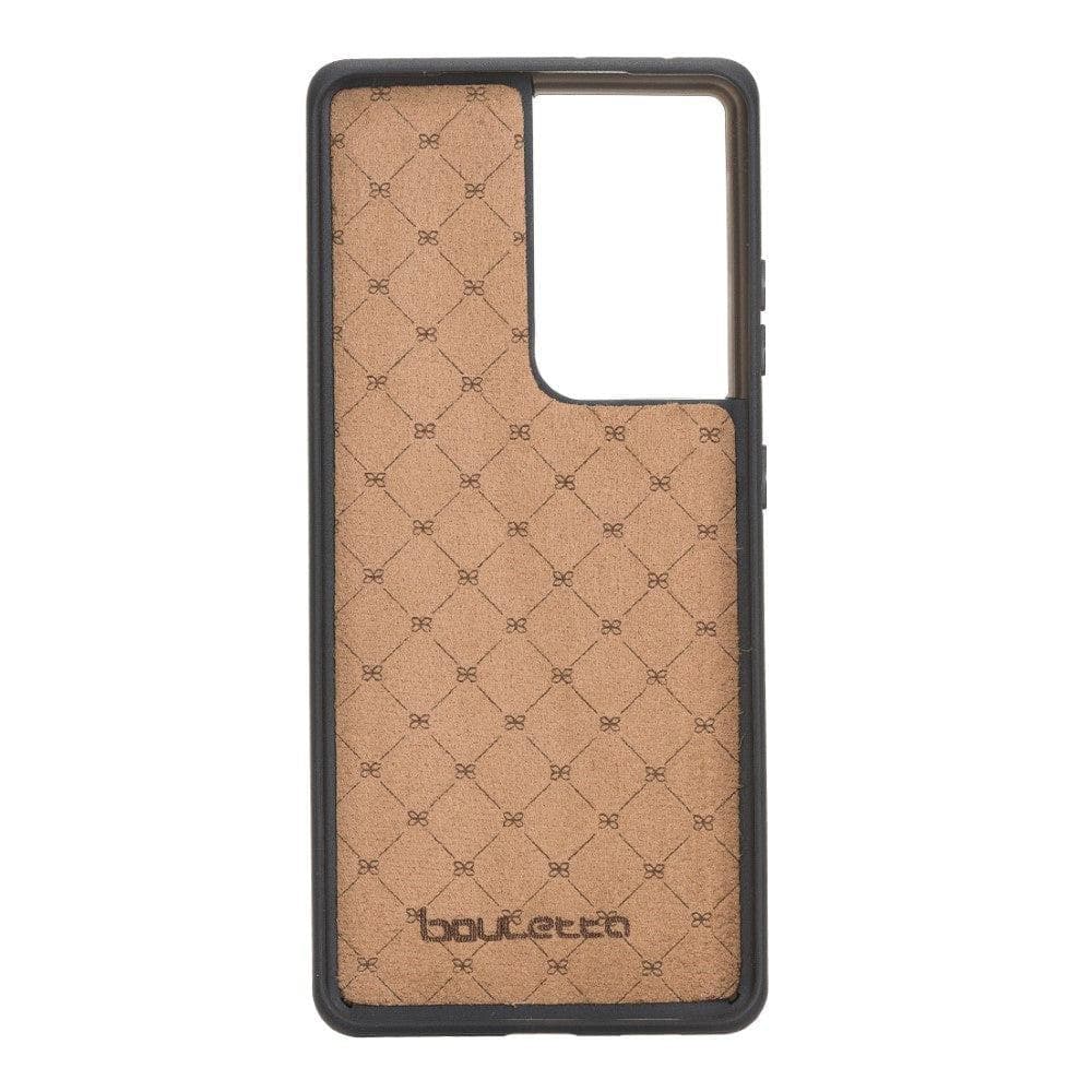 Flex Cover Back Leather Case for Samsung Galaxy S21 Series, showcasing genuine leather craftsmanship and flexible design.