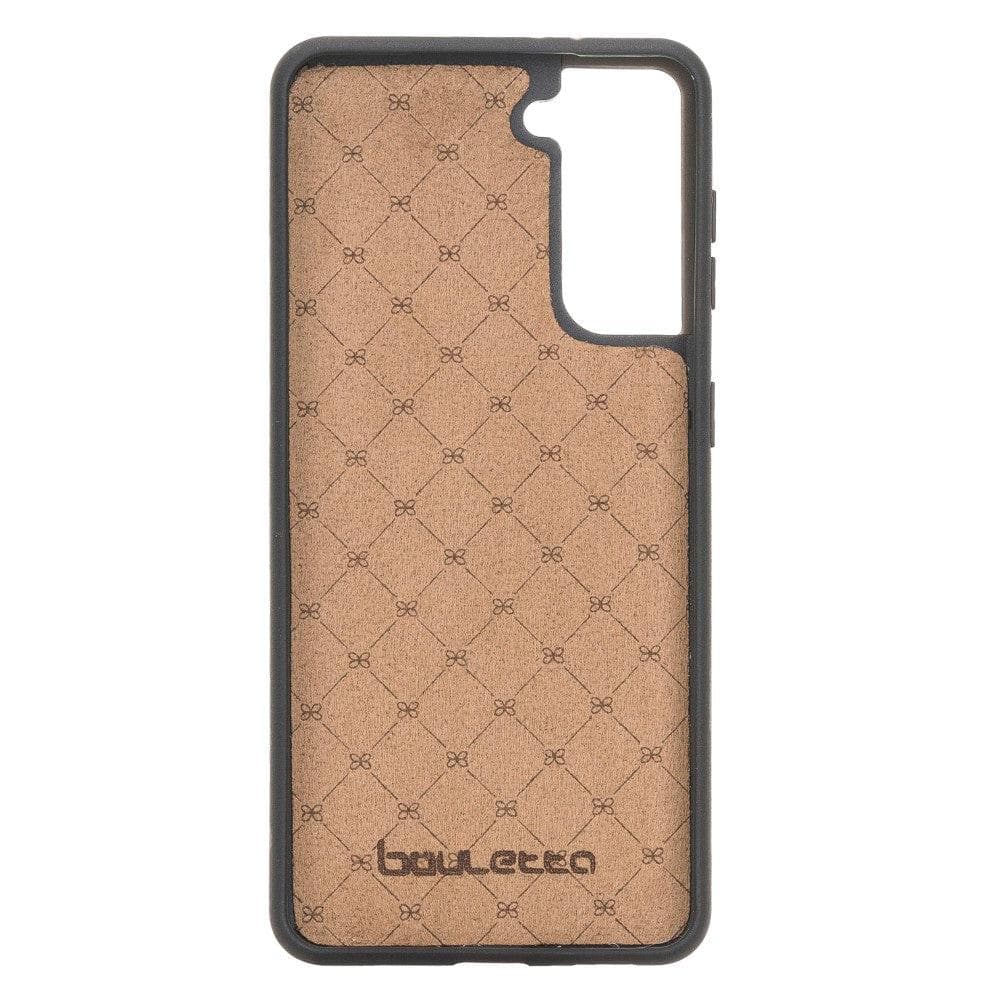 Flex Cover Back Leather Case for Samsung Galaxy S21 Series, showcasing genuine leather craftsmanship and flexible design.