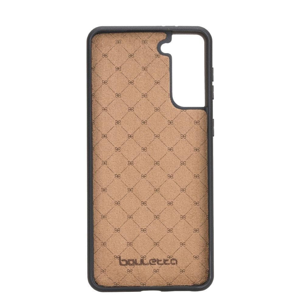 Flex Cover Back Leather Case for Samsung Galaxy S21 Series, showcasing genuine leather craftsmanship and flexible design.