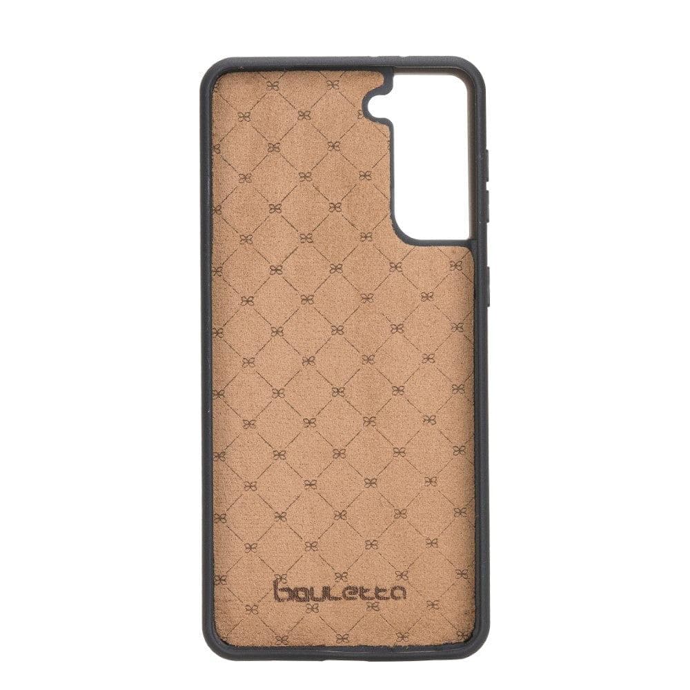 Flex Cover Back Leather Case for Samsung Galaxy S21 Series, showcasing genuine leather craftsmanship and flexible design.