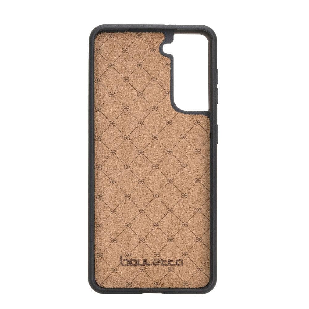 Flex Cover Back Leather Case for Samsung Galaxy S21 Series, showcasing genuine leather craftsmanship and flexible design.