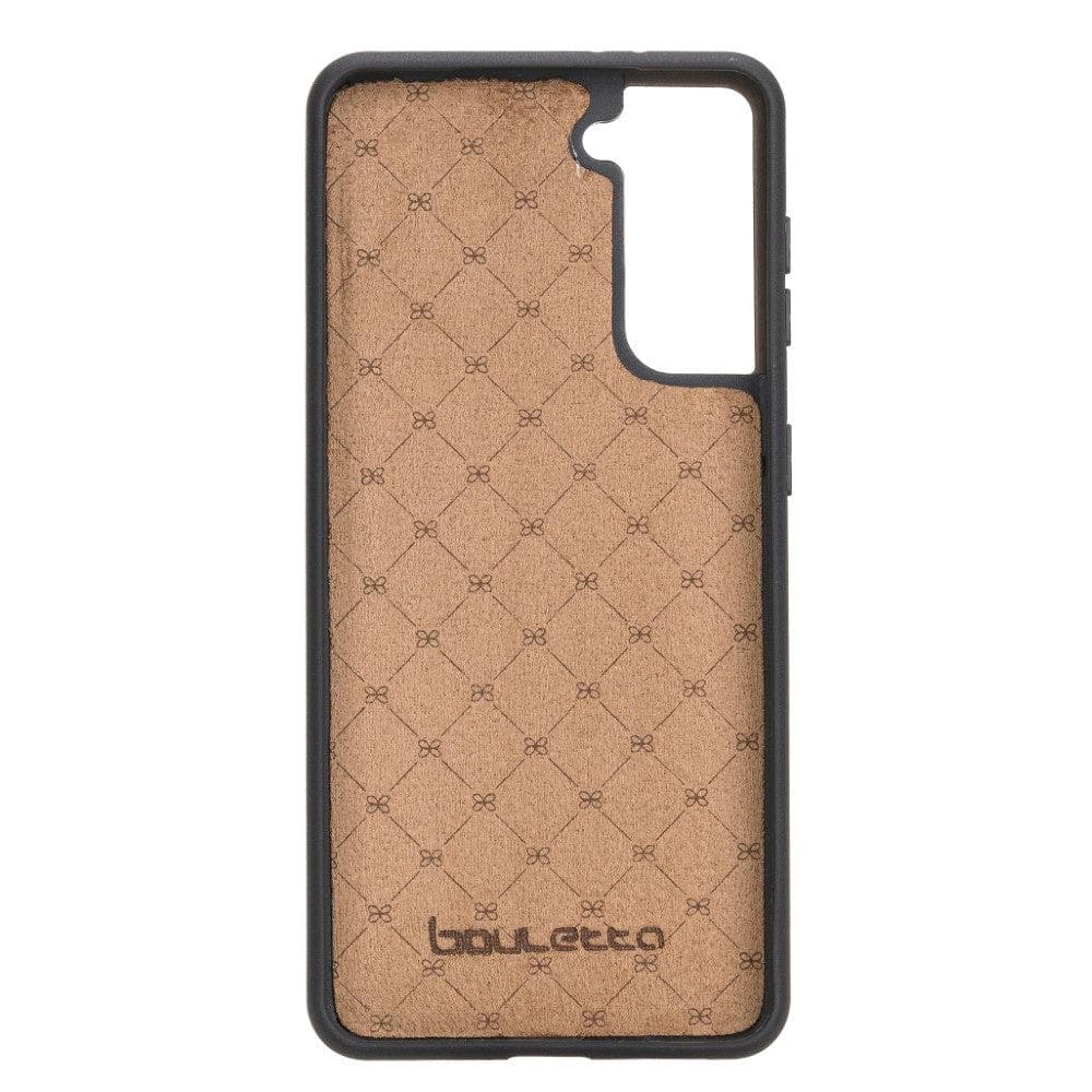 Flex Cover Back Leather Case for Samsung Galaxy S21 Series, showcasing genuine leather craftsmanship and flexible design.