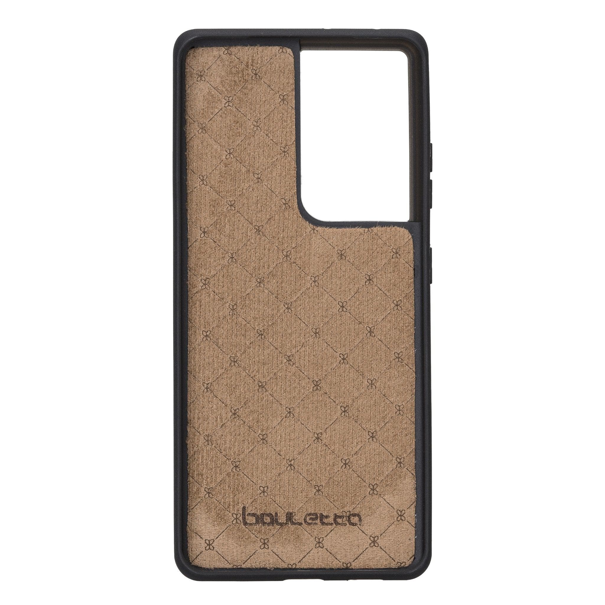 Flex Cover Back Leather Case for Samsung Galaxy S21 Series, showcasing genuine leather craftsmanship and flexible design.