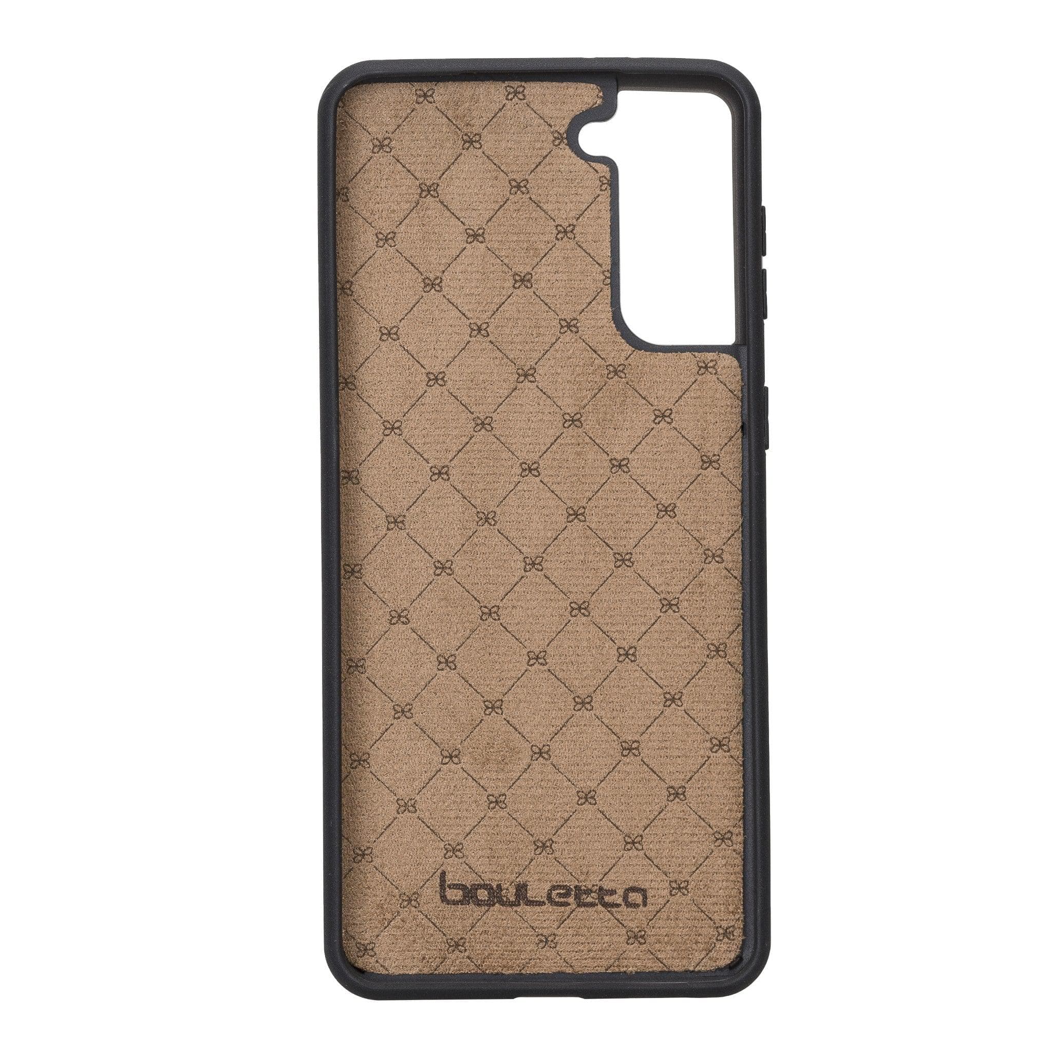 Flex Cover Back Leather Case for Samsung Galaxy S21 Series, showcasing genuine leather craftsmanship and flexible design.