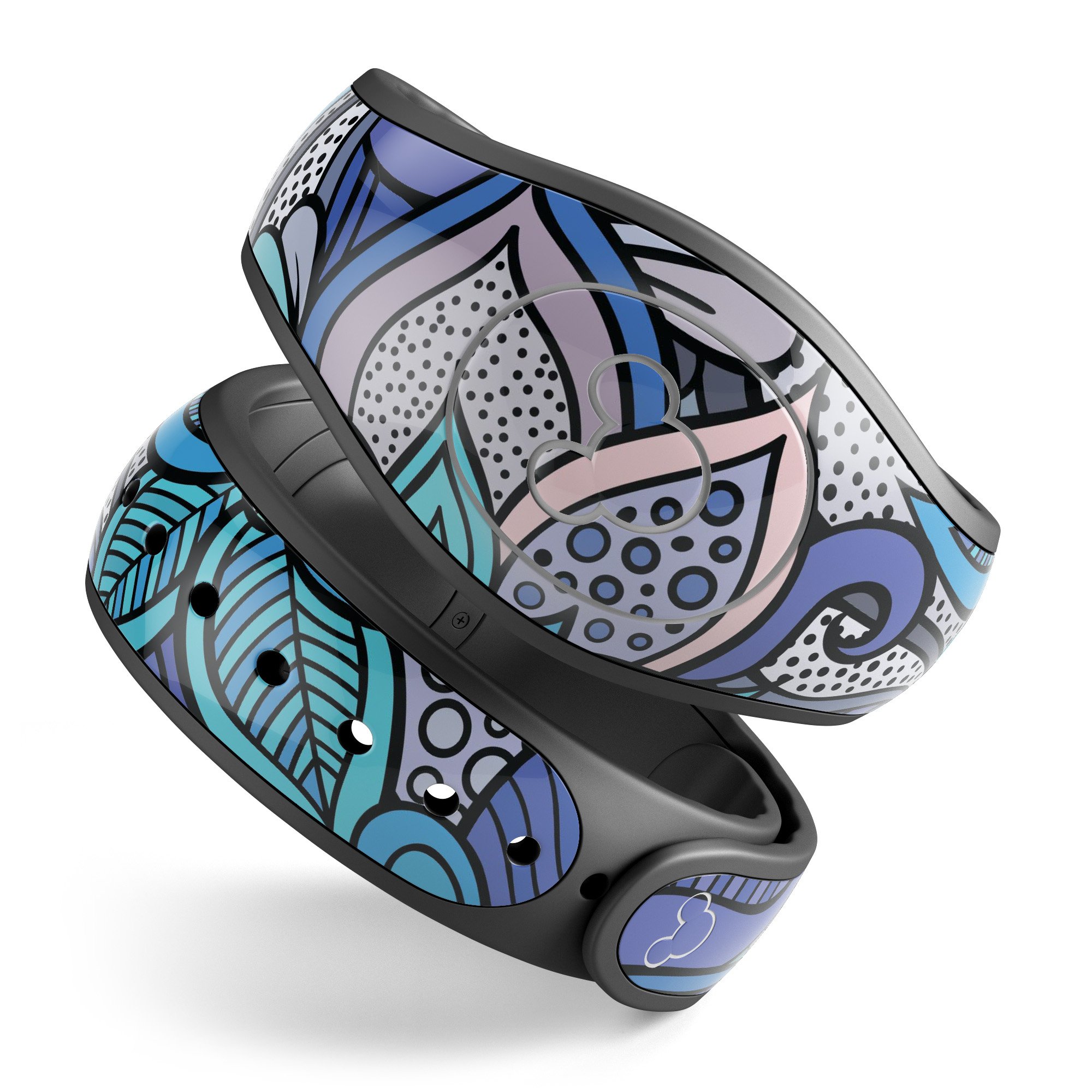 Floral Blues decal skin wrap kit for Disney Magic Band, featuring vibrant floral patterns and high-quality finish.