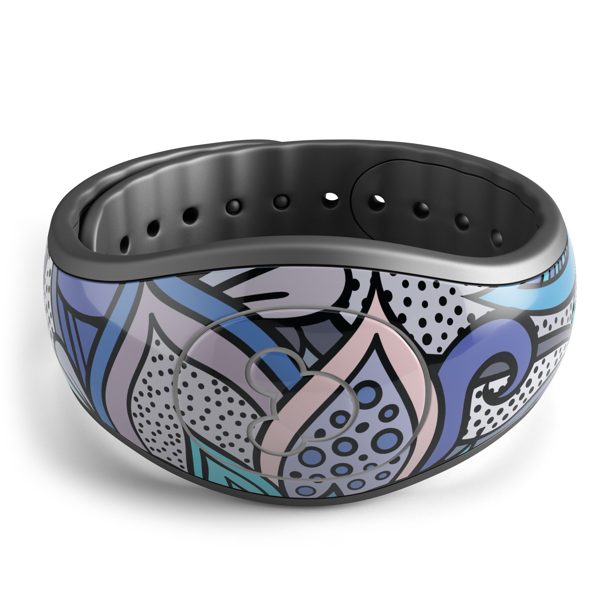 Floral Blues decal skin wrap kit for Disney Magic Band, featuring vibrant floral patterns and high-quality finish.