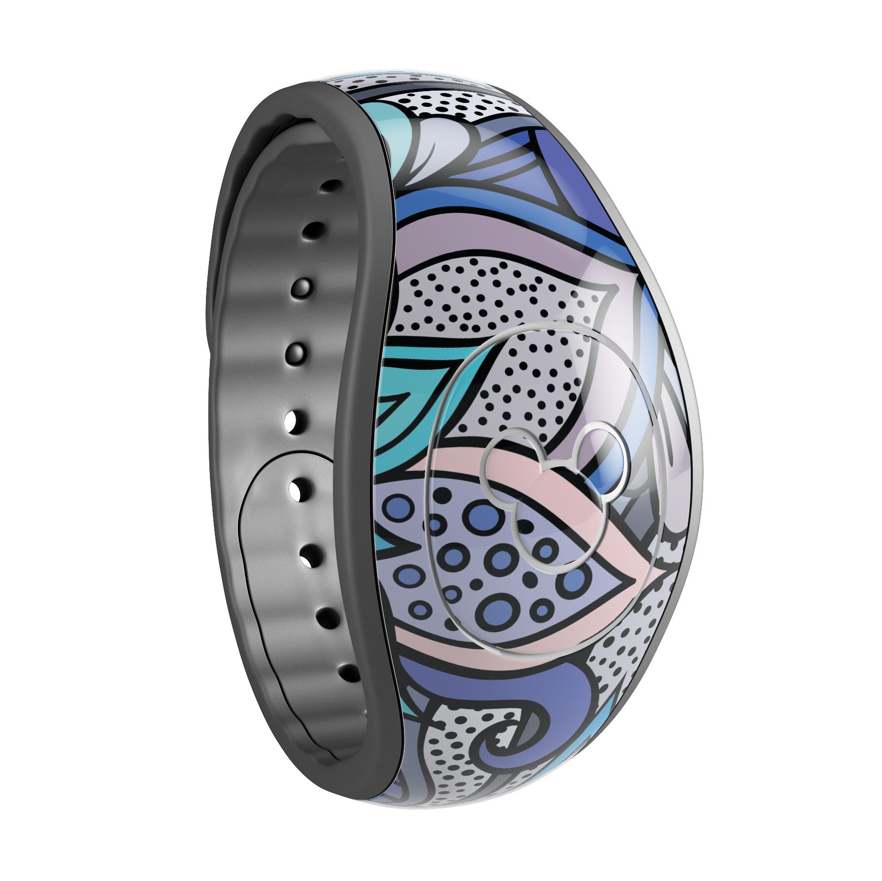 Floral Blues decal skin wrap kit for Disney Magic Band, featuring vibrant floral patterns and high-quality finish.