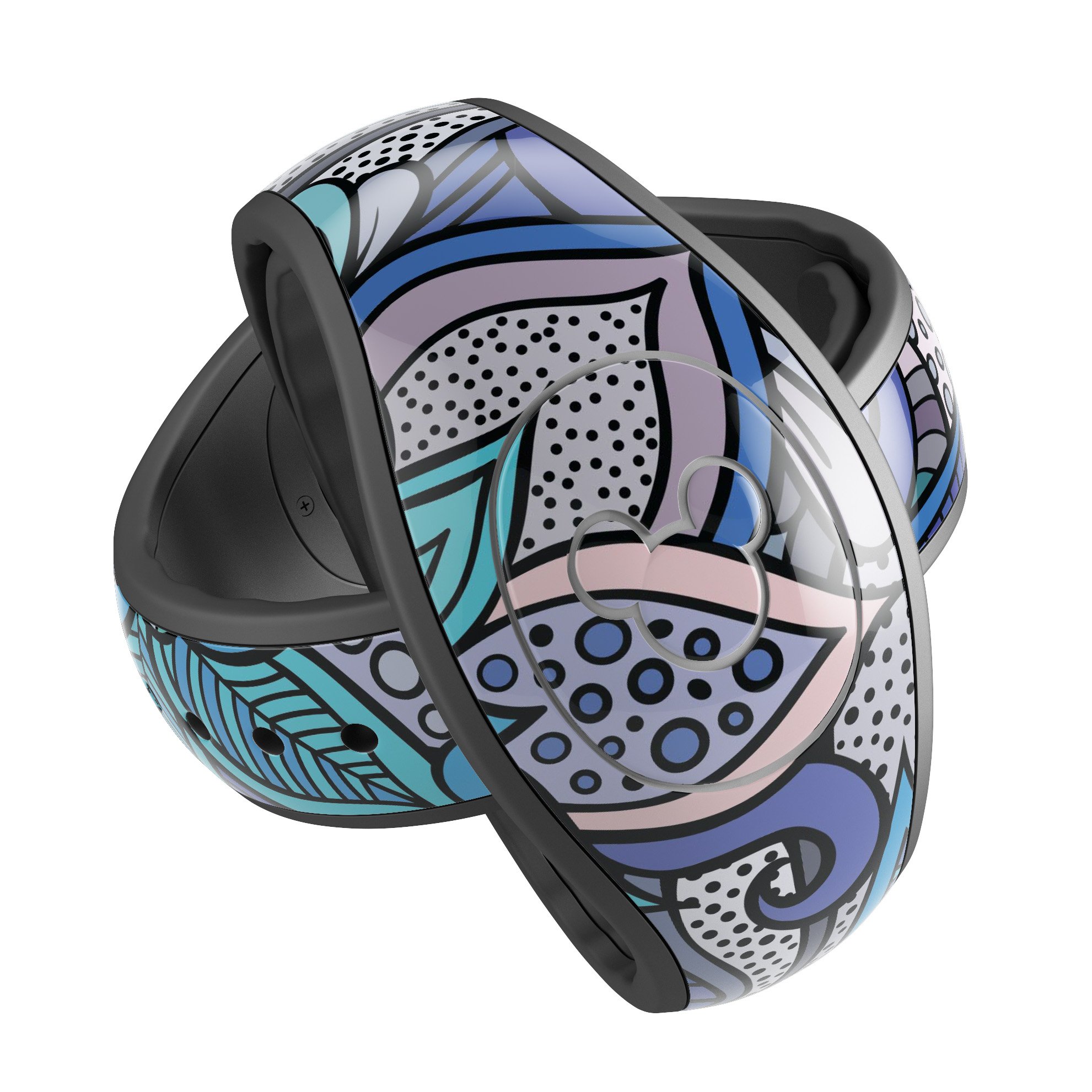 Floral Blues decal skin wrap kit for Disney Magic Band, featuring vibrant floral patterns and high-quality finish.