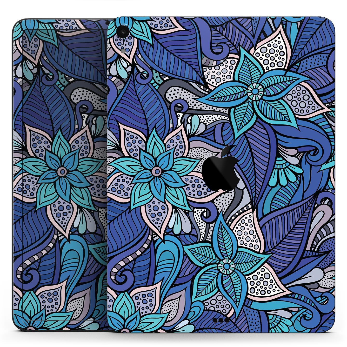 Floral Blues full body skin decal for Apple iPad Pro, showcasing vibrant floral design and premium 3M material.