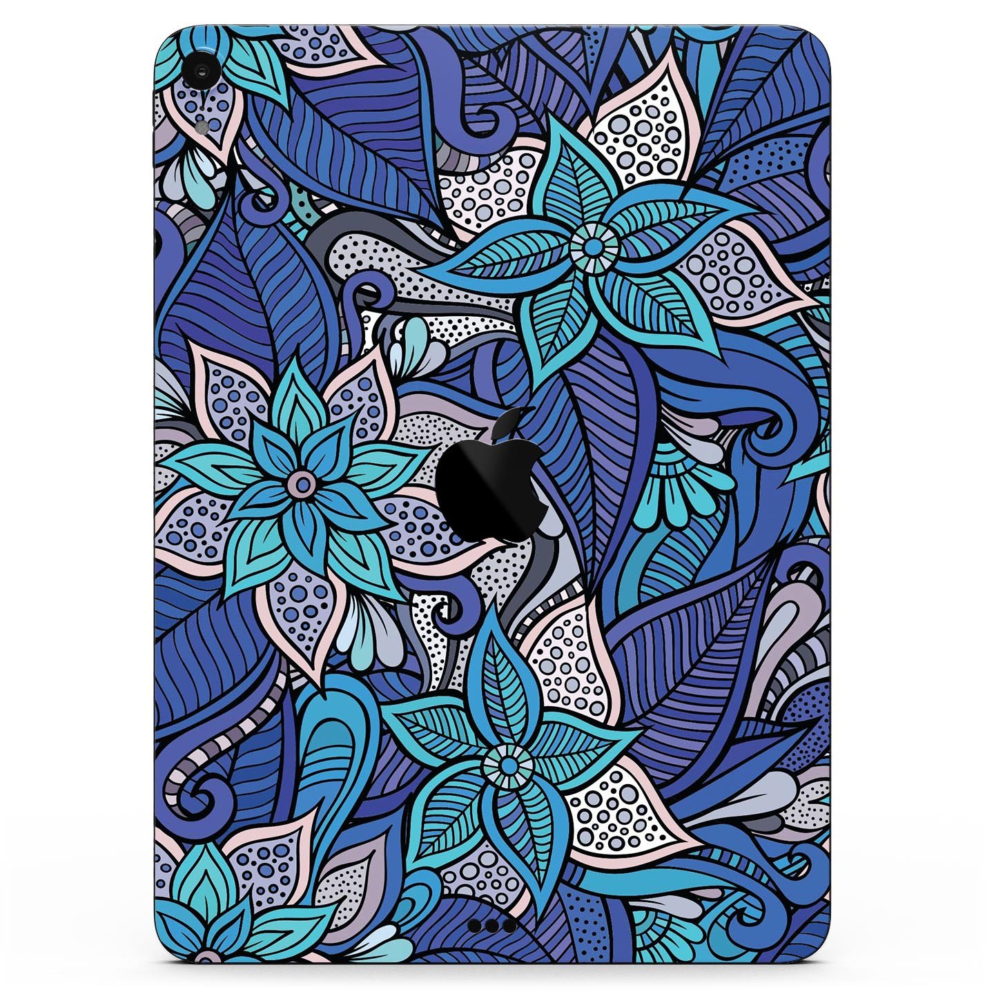 Floral Blues full body skin decal for Apple iPad Pro, showcasing vibrant floral design and premium 3M material.