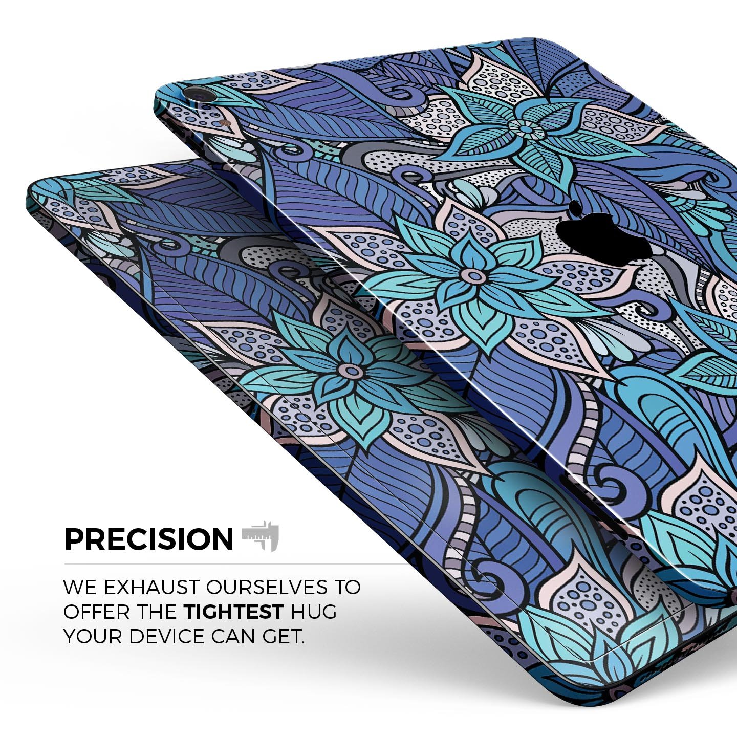 Floral Blues full body skin decal for Apple iPad Pro, showcasing vibrant floral design and premium 3M material.