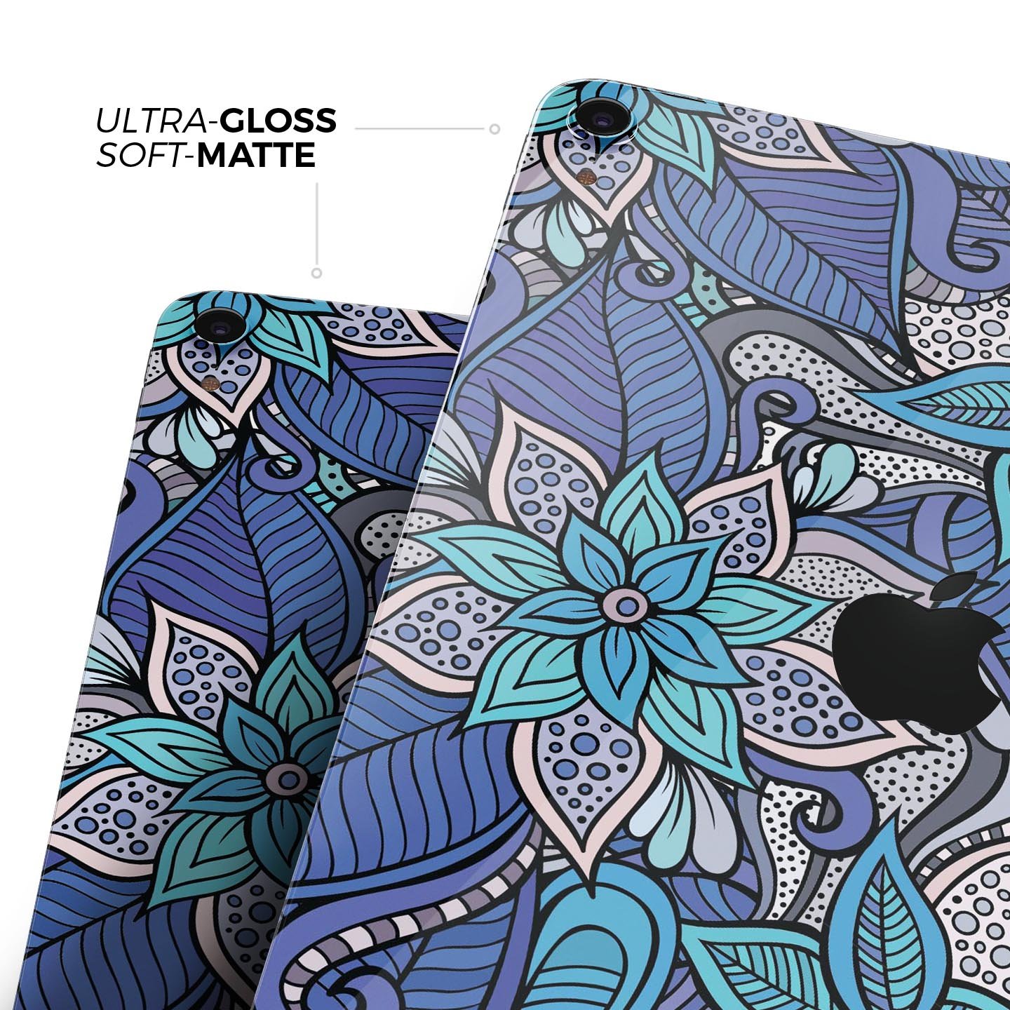 Floral Blues full body skin decal for Apple iPad Pro, showcasing vibrant floral design and premium 3M material.