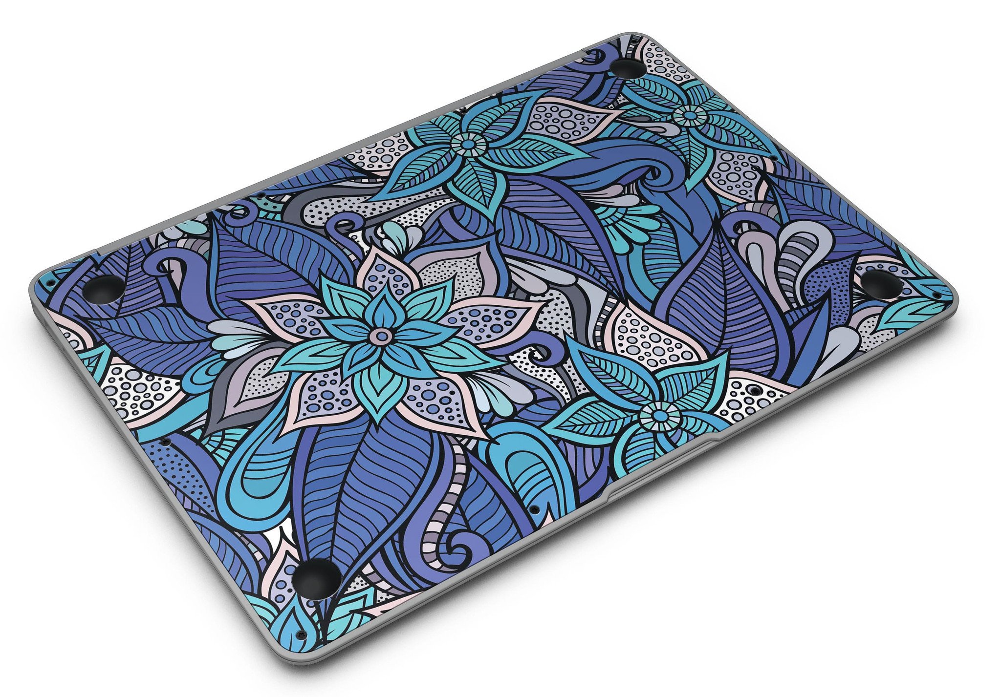 Floral Blues MacBook Air Skin Kit showcasing vibrant floral design on a sleek MacBook Air.