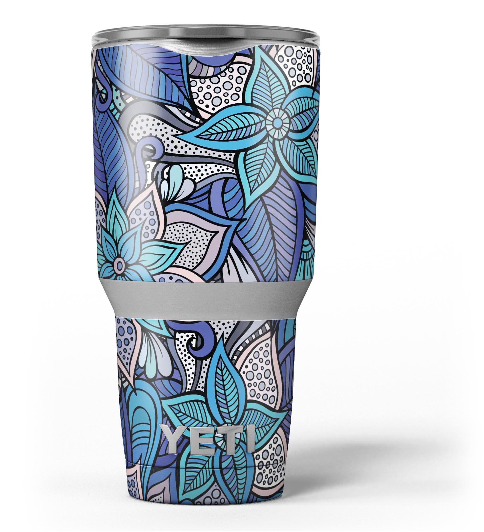 Floral Blues Skin Decal Vinyl Wrap Kit for Yeti Cooler, showcasing vibrant floral design and premium vinyl material.