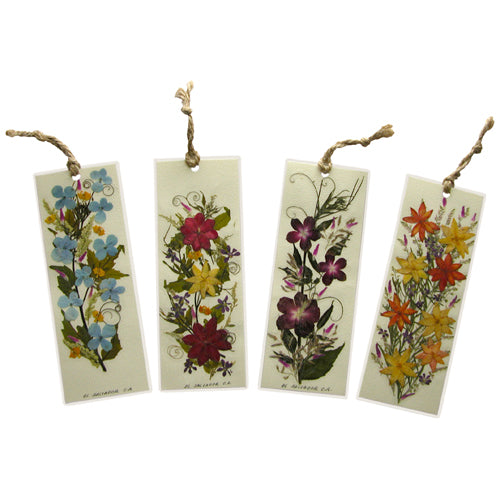 A beautifully handcrafted Floral Book Mark featuring dried flowers and plants, showcasing vibrant colors and intricate designs on both sides.