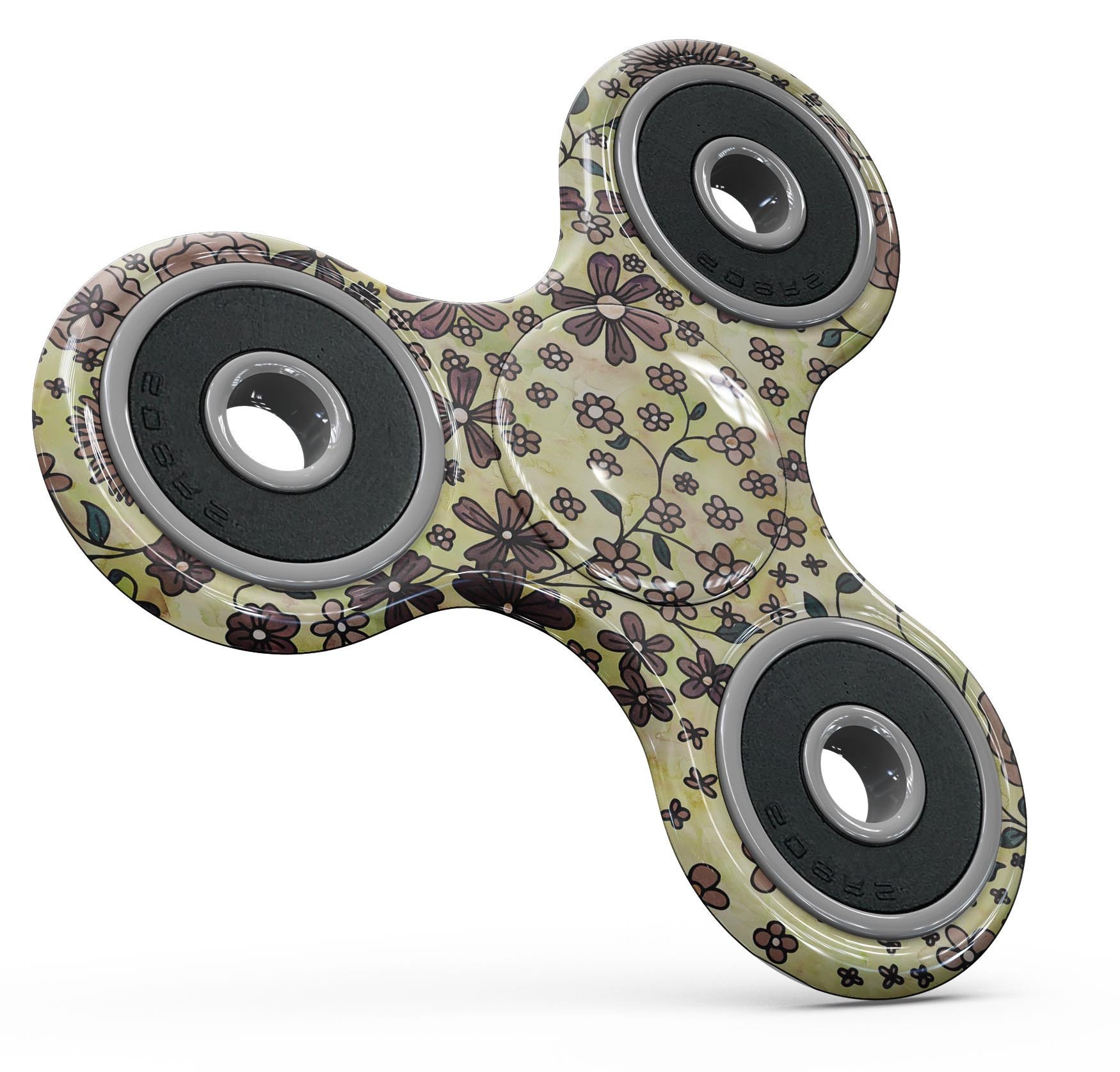 Floral Pattern on Yellow Watercolor Full-Body Fidget Spinner Skin-Kit showcasing vibrant colors and intricate floral designs.