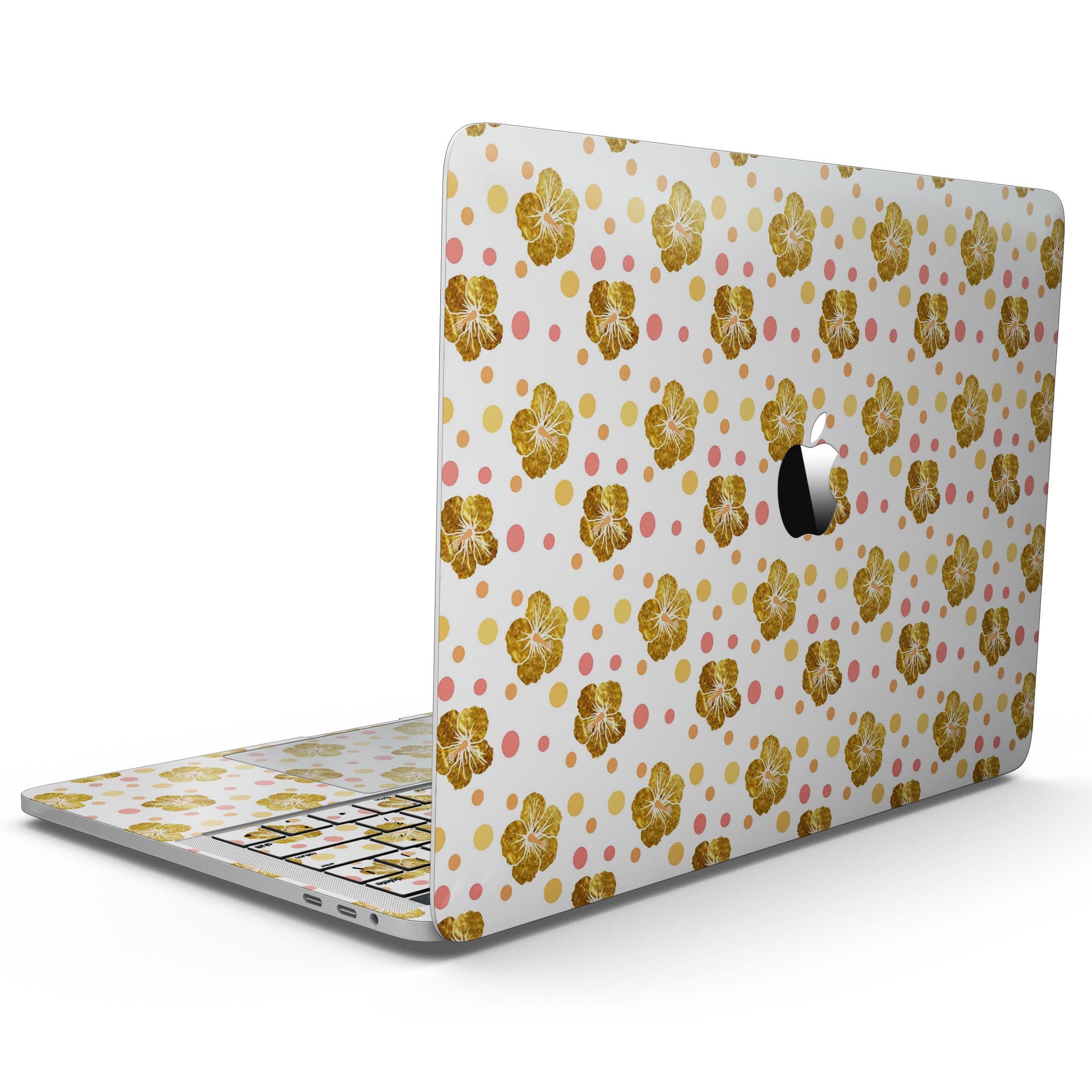 Floral Summer skin kit for 13" MacBook Pro without Touch Bar, showcasing vibrant floral patterns on premium vinyl.