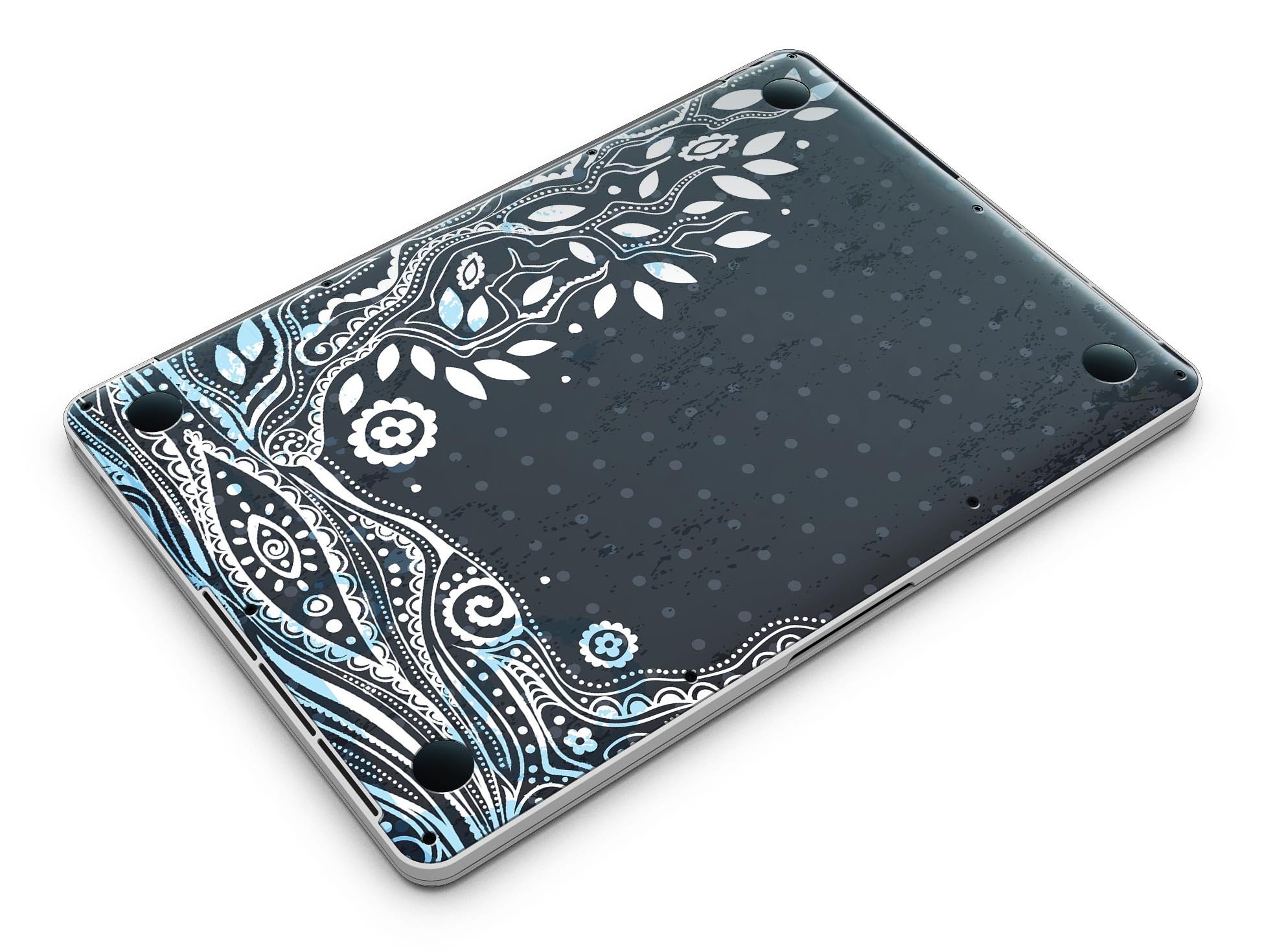 Flourish Black and White Tree skin for MacBook Pro, showcasing a stylish tree design on a sleek laptop surface.