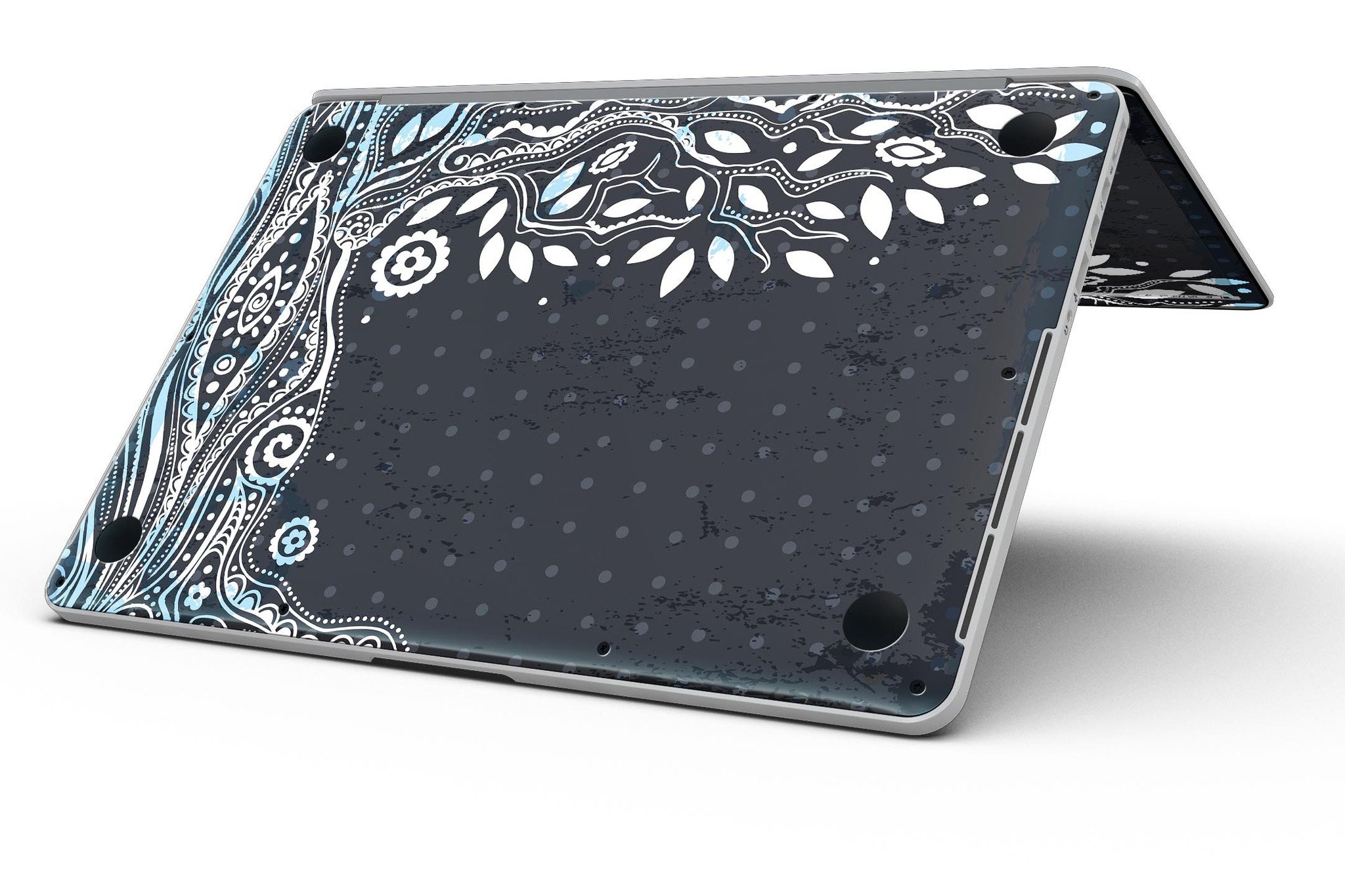 Flourish Black and White Tree skin for MacBook Pro, showcasing a stylish tree design on a sleek laptop surface.