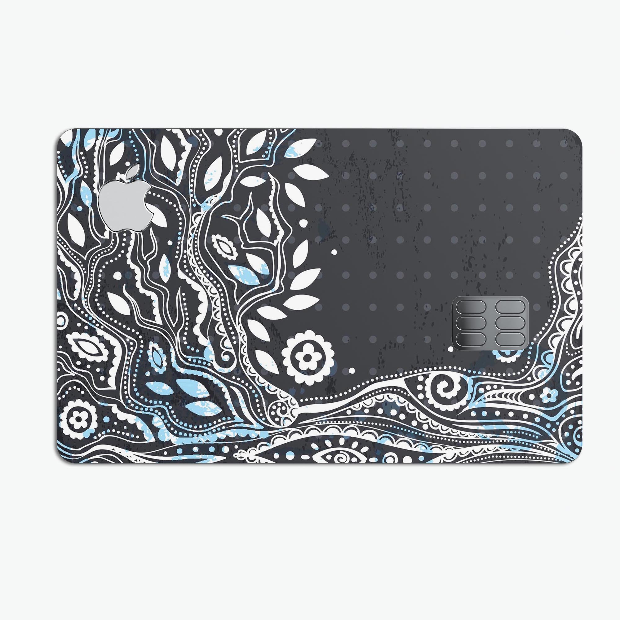 Flourish Black and White Tree decal skin for Apple Card, showcasing a stylish design with premium protective features.