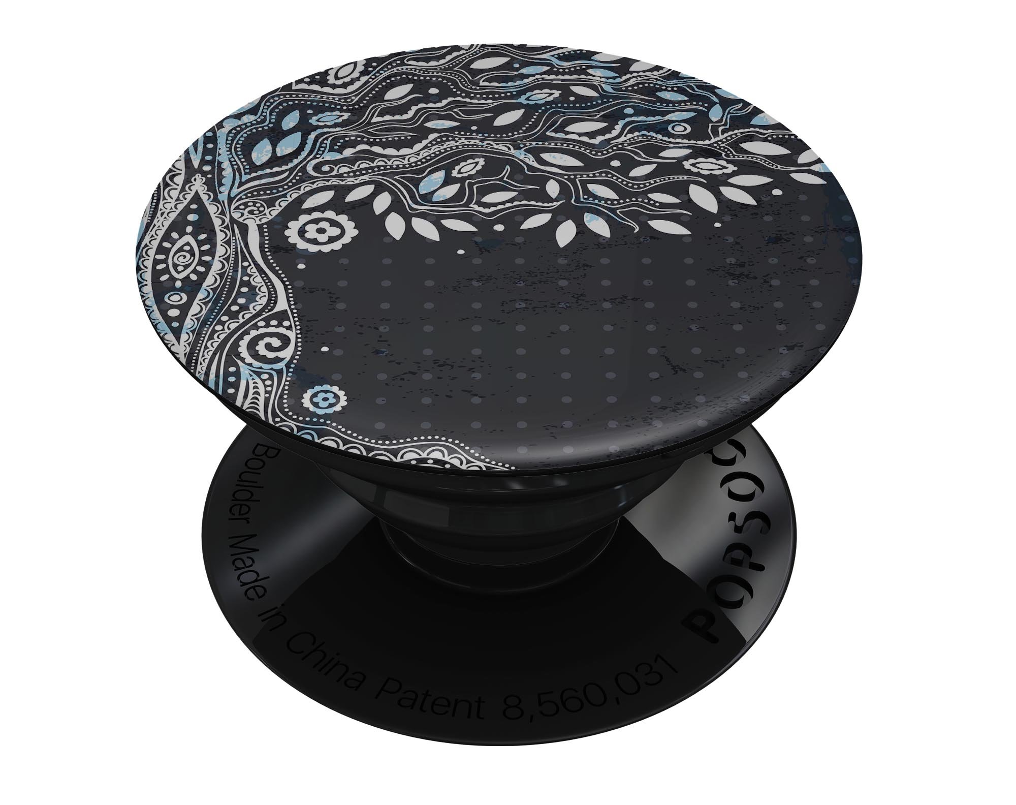 Flourish Black and White Tree Skin Kit for PopSockets, showcasing a stylish tree design on a smartphone grip.