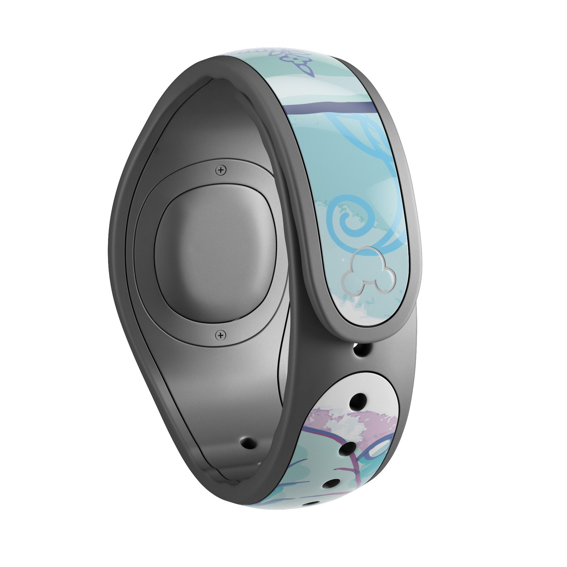 Flourished Blue & Purple Sacred Elephant decal skin wrap kit for Disney Magic Band, showcasing vibrant colors and intricate design.