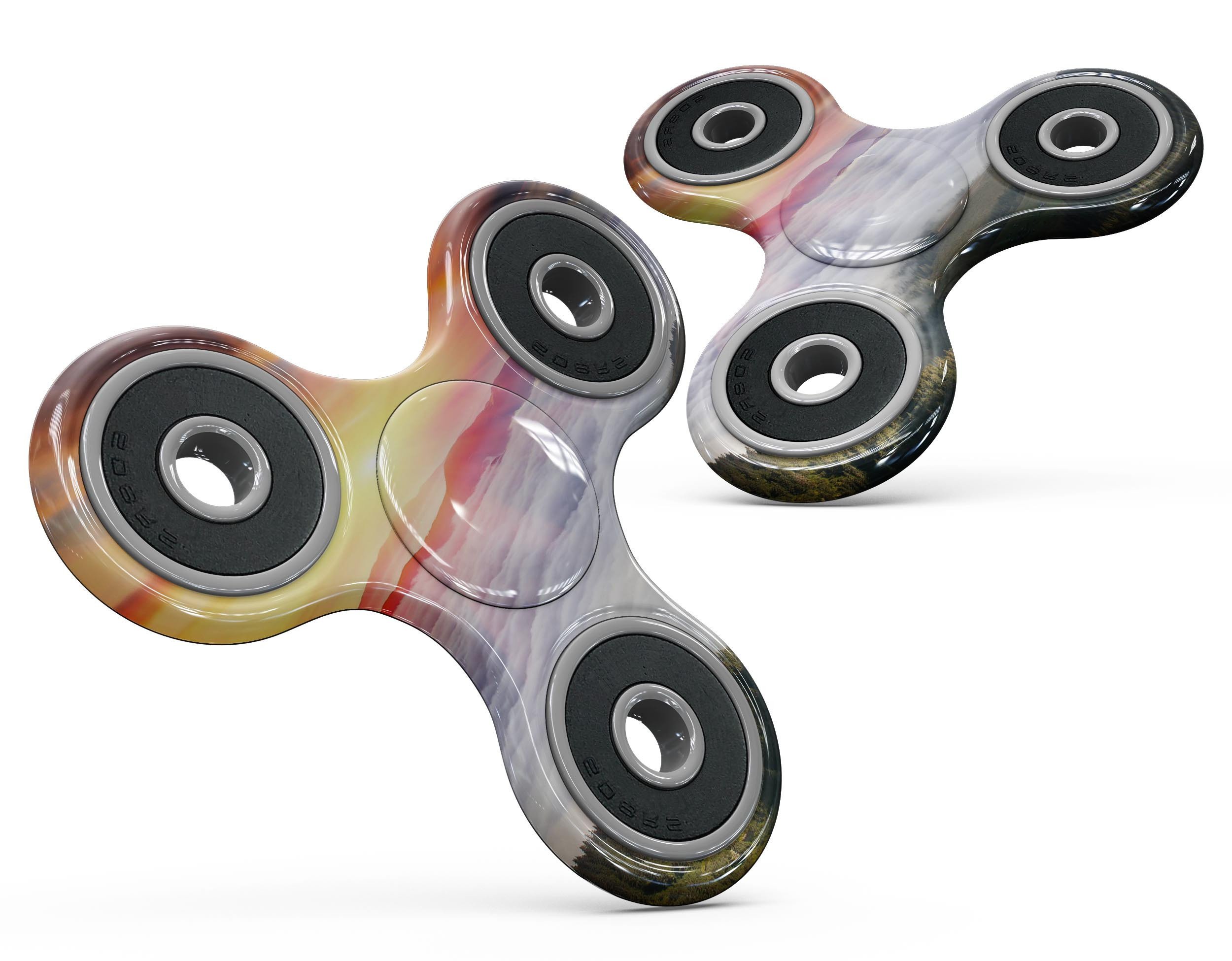 Foggy Mountainside Full-Body Skin-Kit for fidget spinner, showcasing a nature-inspired design with a premium vinyl finish.