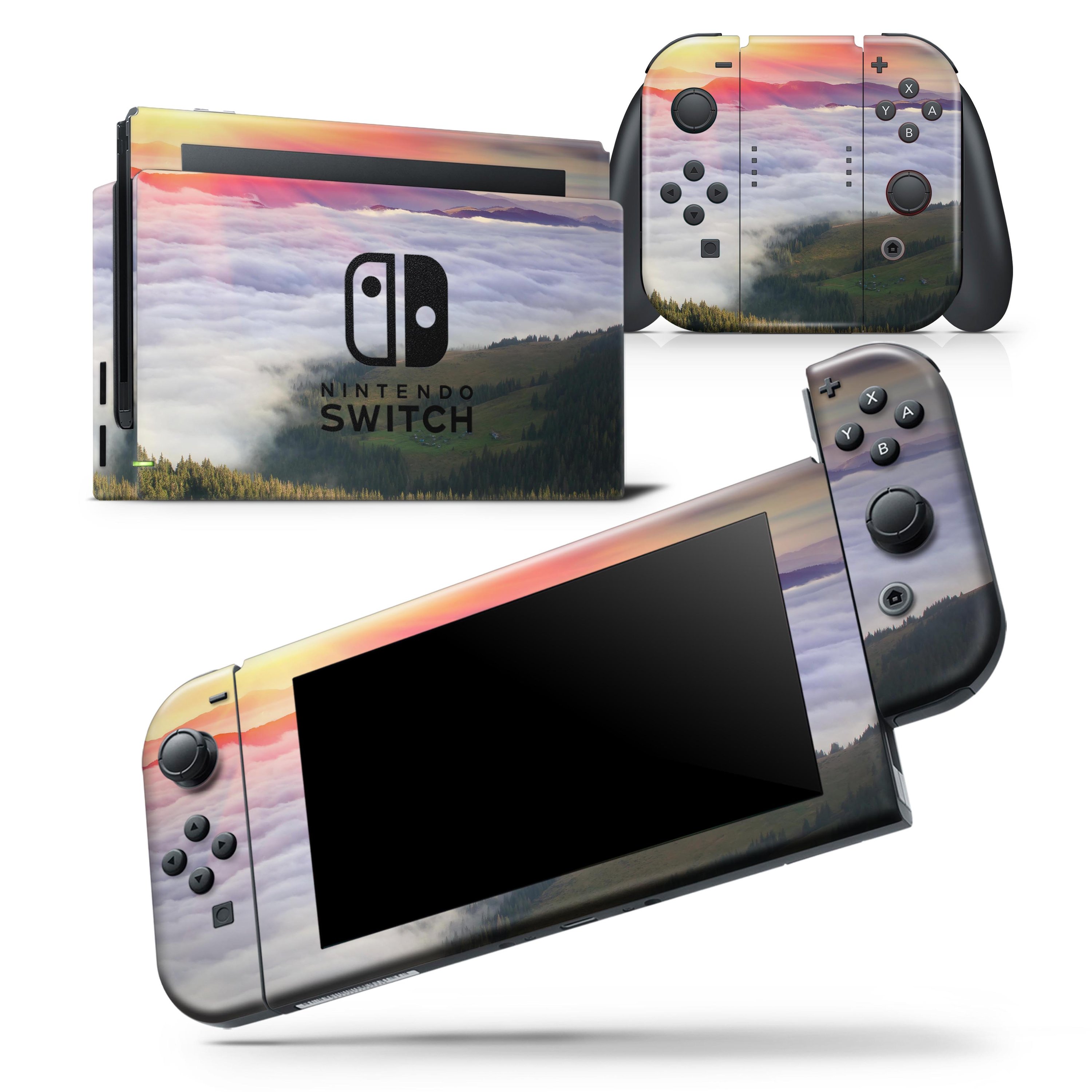 Foggy Mountainside skin wrap decal for Nintendo Switch Lite, showcasing a unique design that fits snugly on the console.