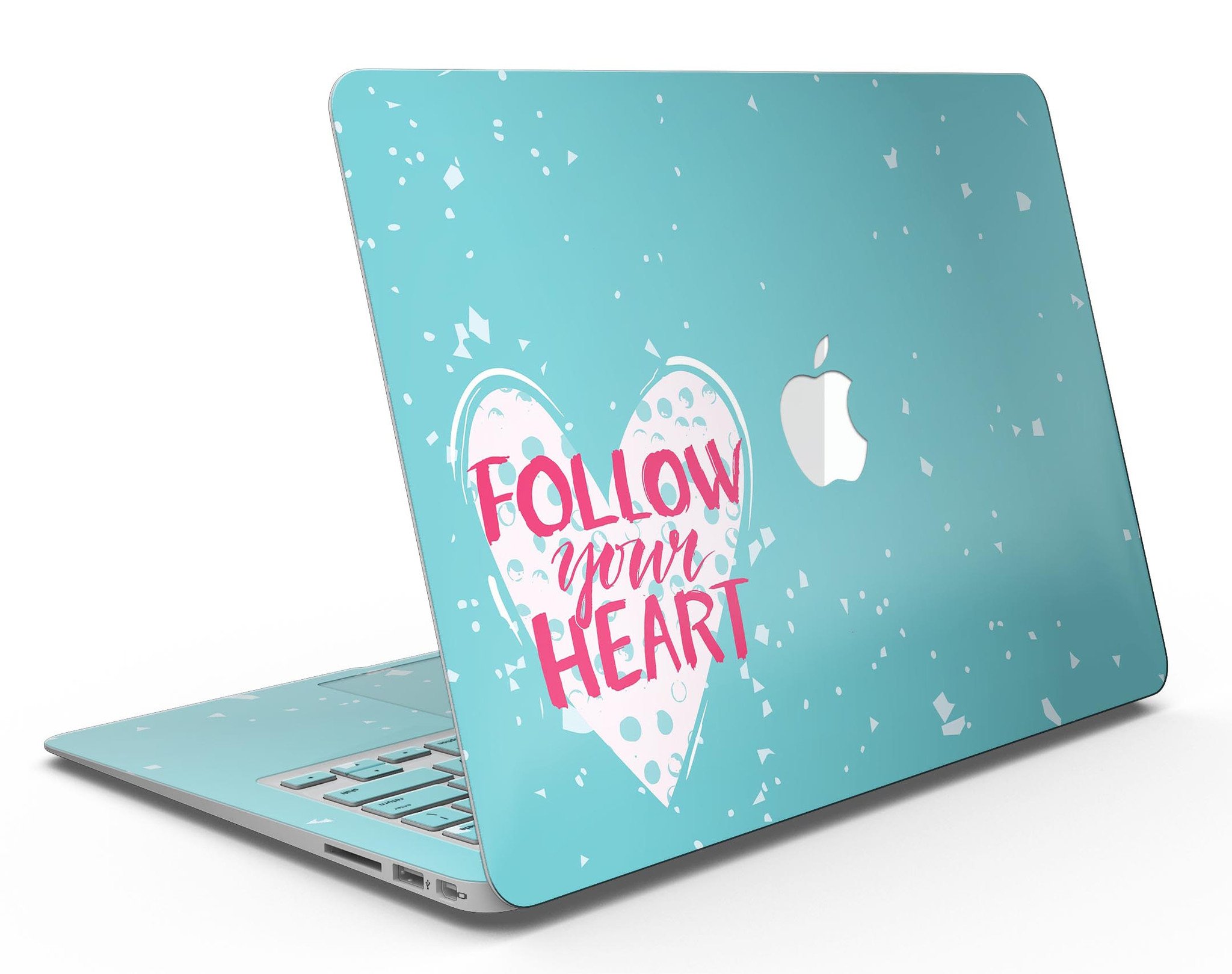 Follow your Heart Brushed MacBook Air Skin Kit showcasing a stylish design with a brushed texture, perfect for personalizing your device.