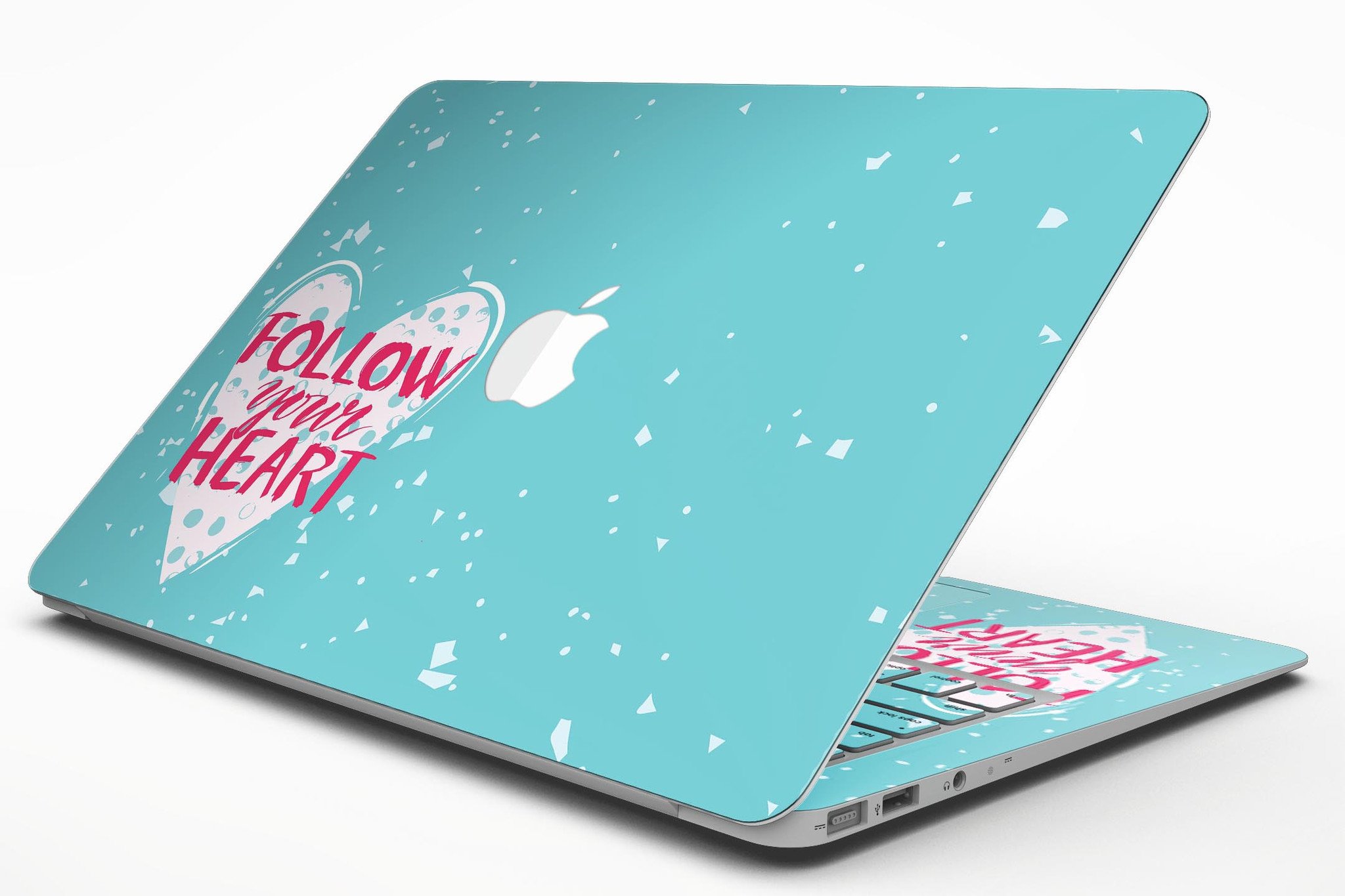 Follow your Heart Brushed MacBook Air Skin Kit showcasing a stylish design with a brushed texture, perfect for personalizing your device.