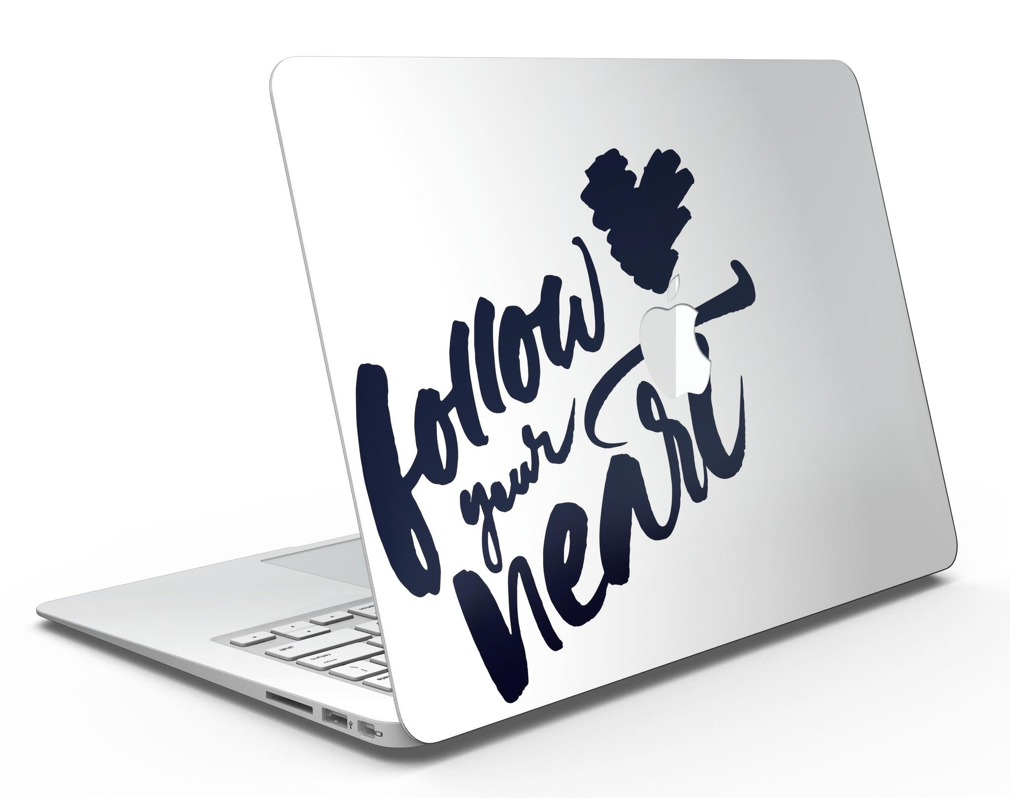 Follow Your Heart MacBook Air Skin Kit showcasing a stylish design with premium vinyl material.