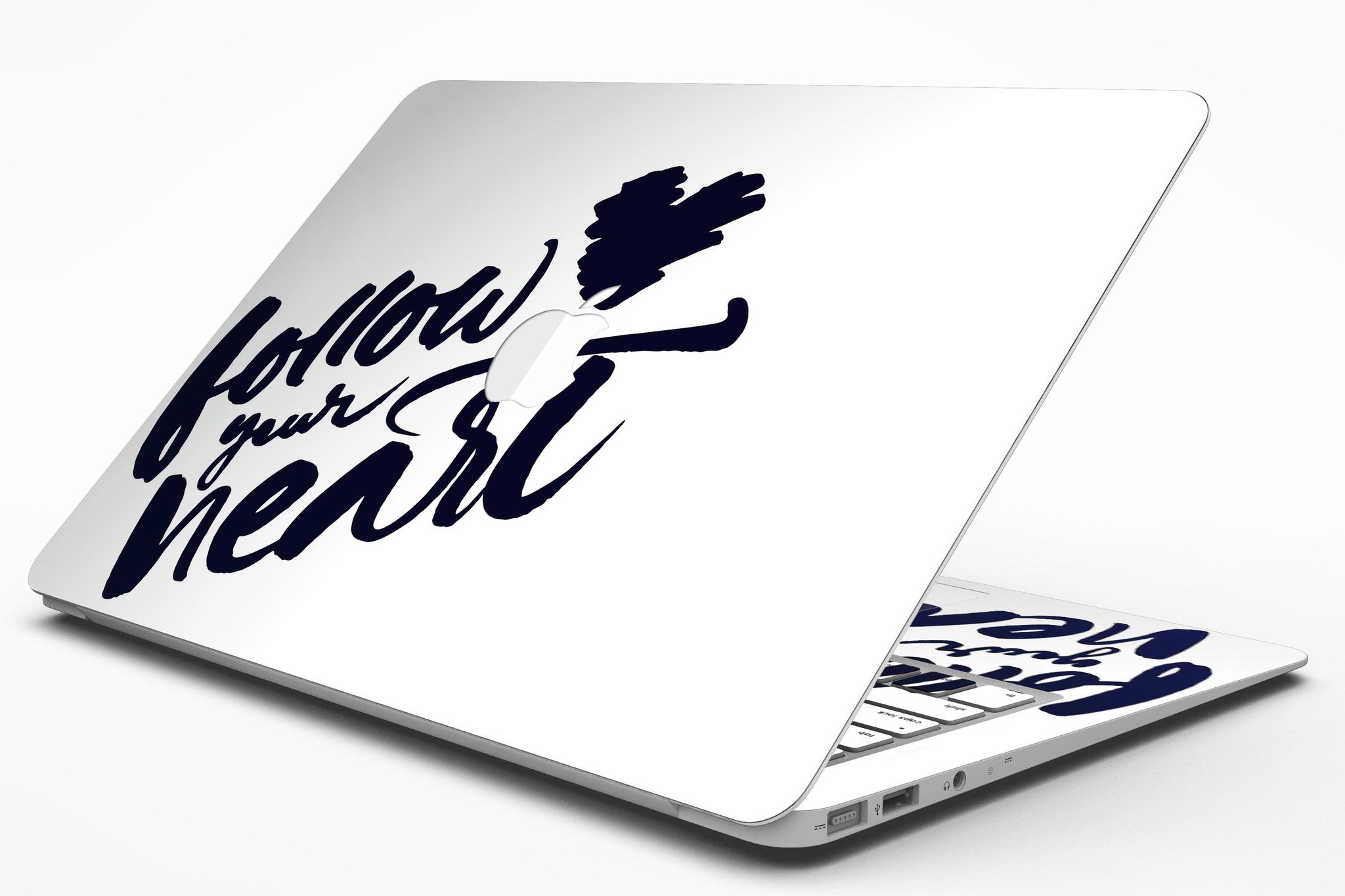 Follow Your Heart MacBook Air Skin Kit showcasing a stylish design with premium vinyl material.